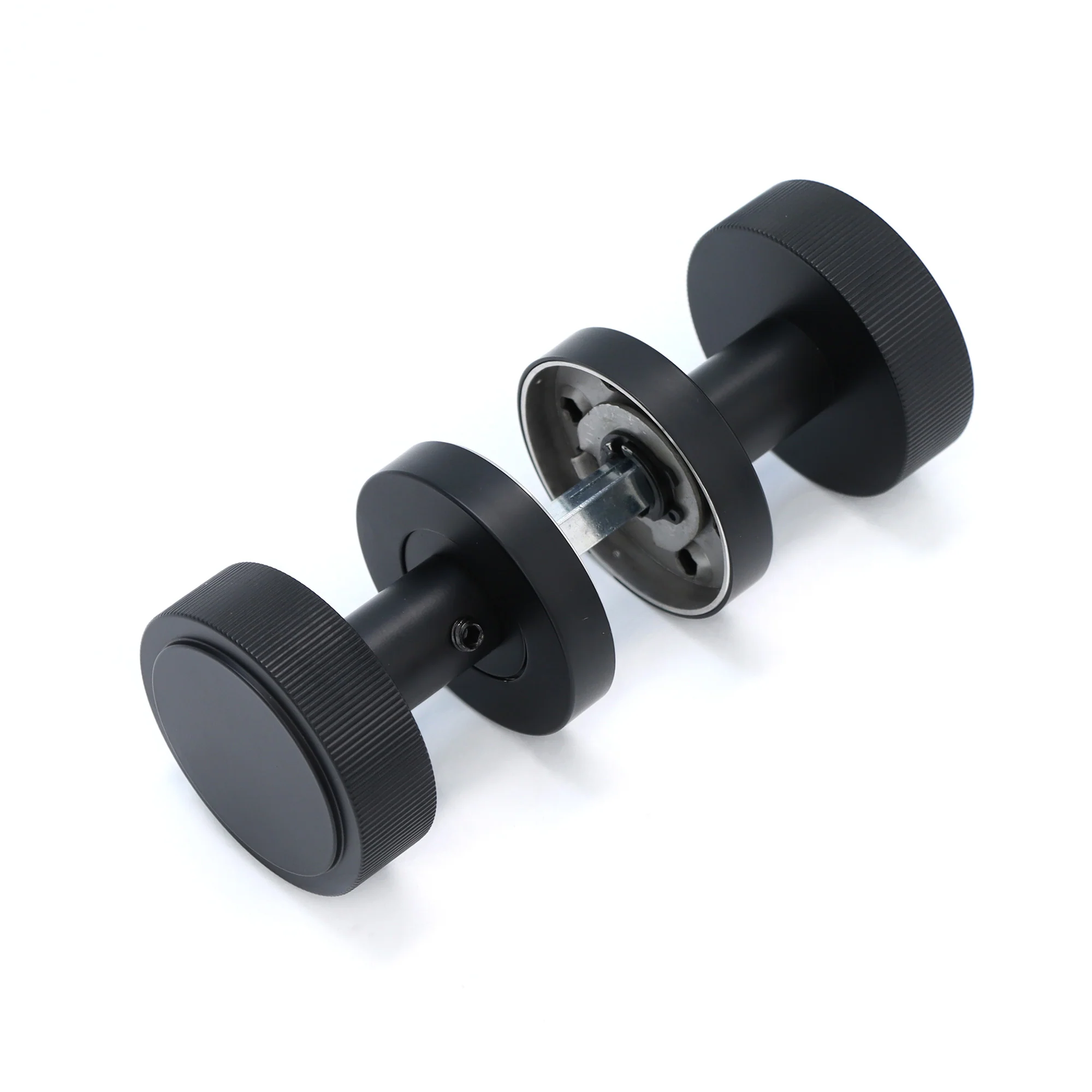 Fluted Round Rose Door Knob Set - Matt Black (123403) - Image 4