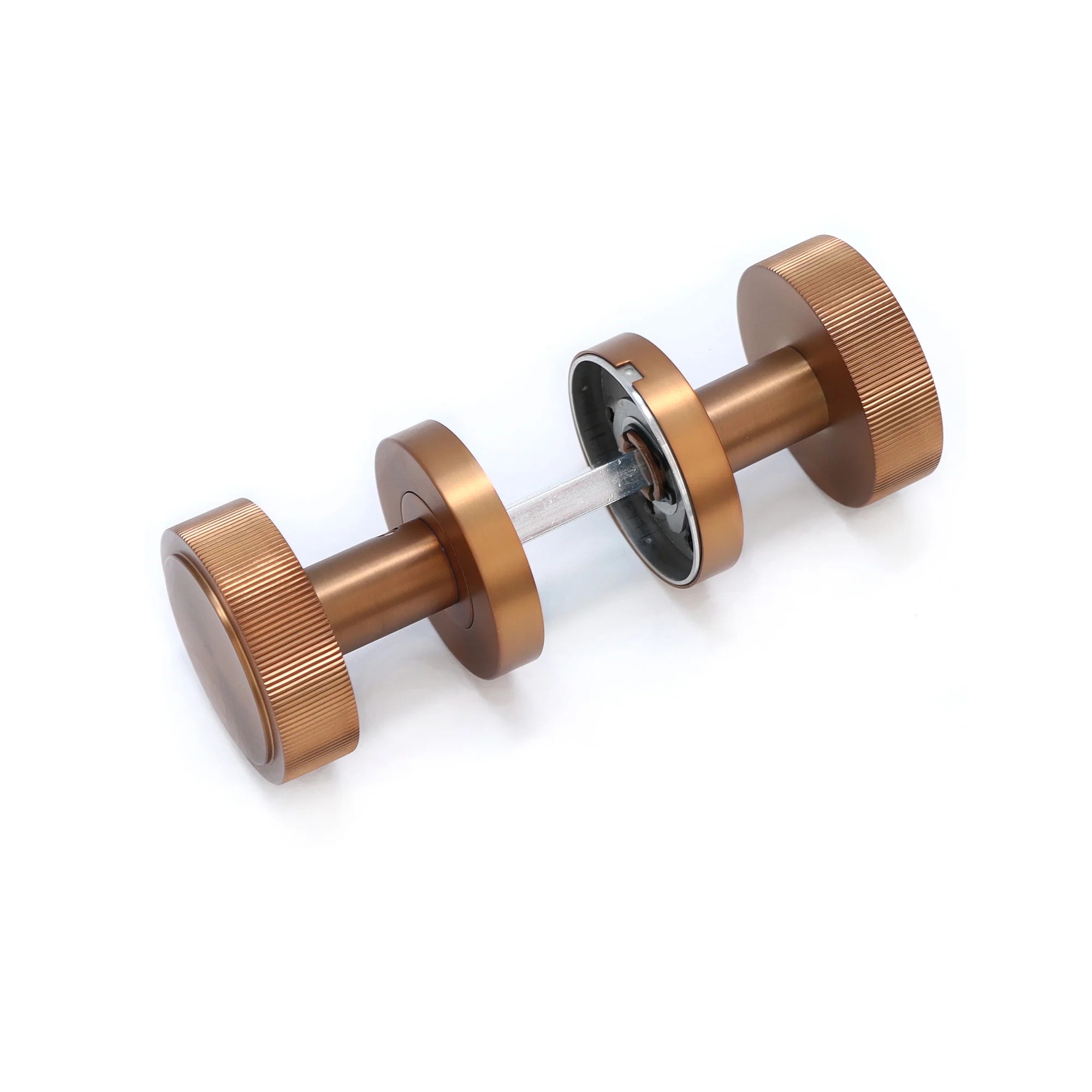 Fluted Round Rose Door Knob Set - Rose Gold (123404) - Image 4