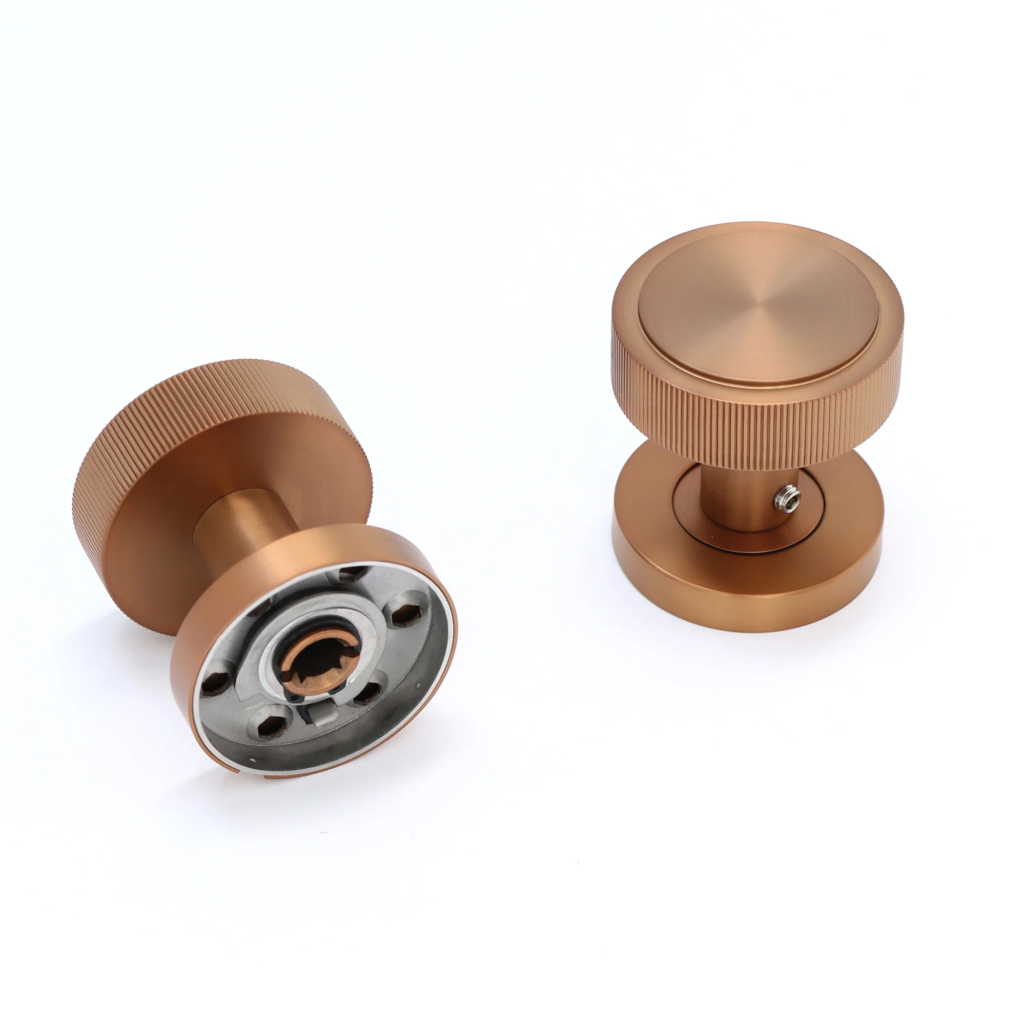Fluted Round Rose Door Knob Set - Rose Gold (123404) - Image 5