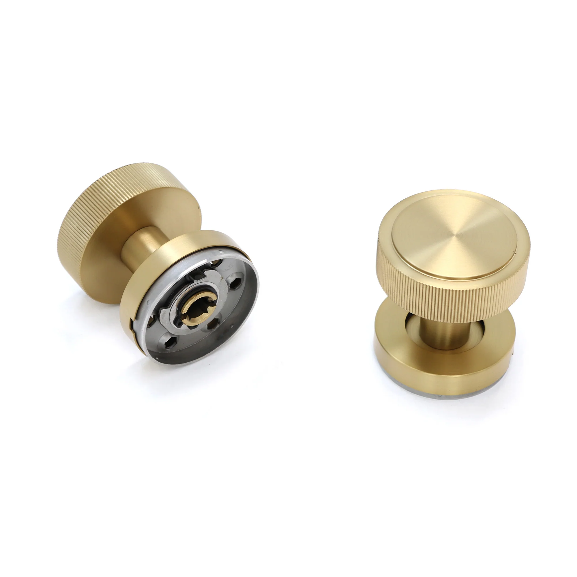 Fluted Round Rose Door Knob Set - Satin Gold (123402)