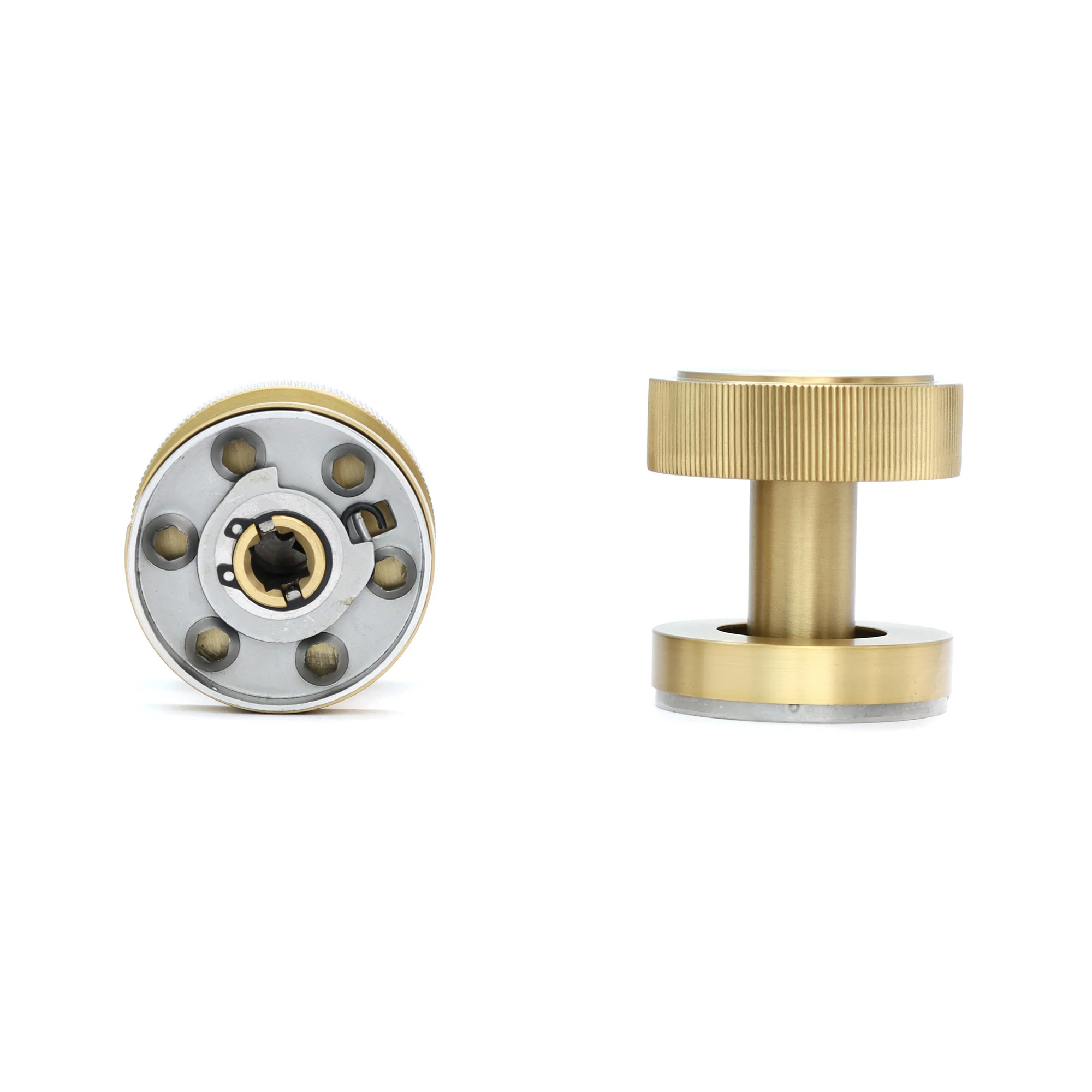 Fluted Round Rose Door Knob Set - Satin Gold (123402) - Image 4