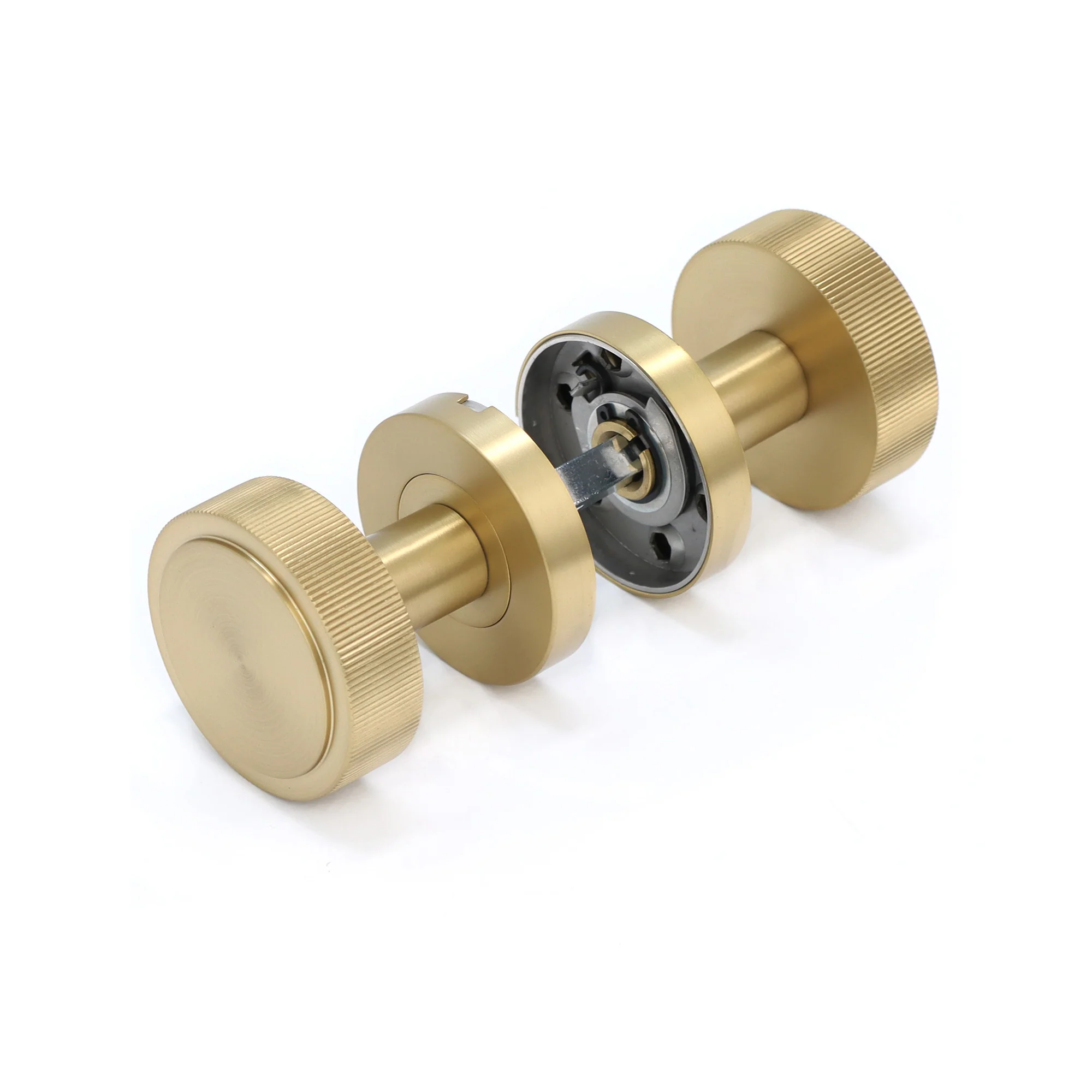 Fluted Round Rose Door Knob Set - Satin Gold (123402) - Image 7