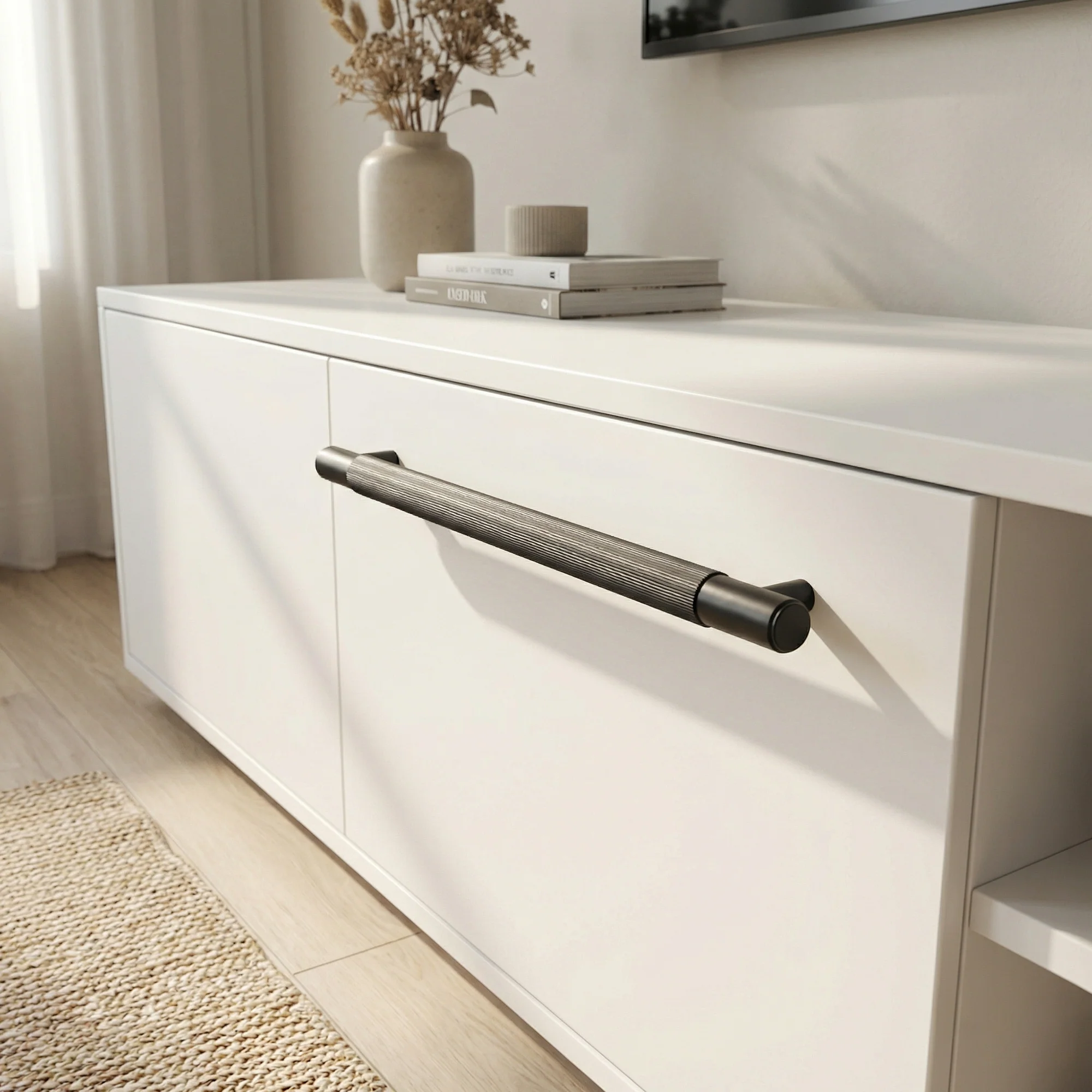 Fluted Small Round T-Bar Pull Handle - Gun Metal (123425) - Image 2
