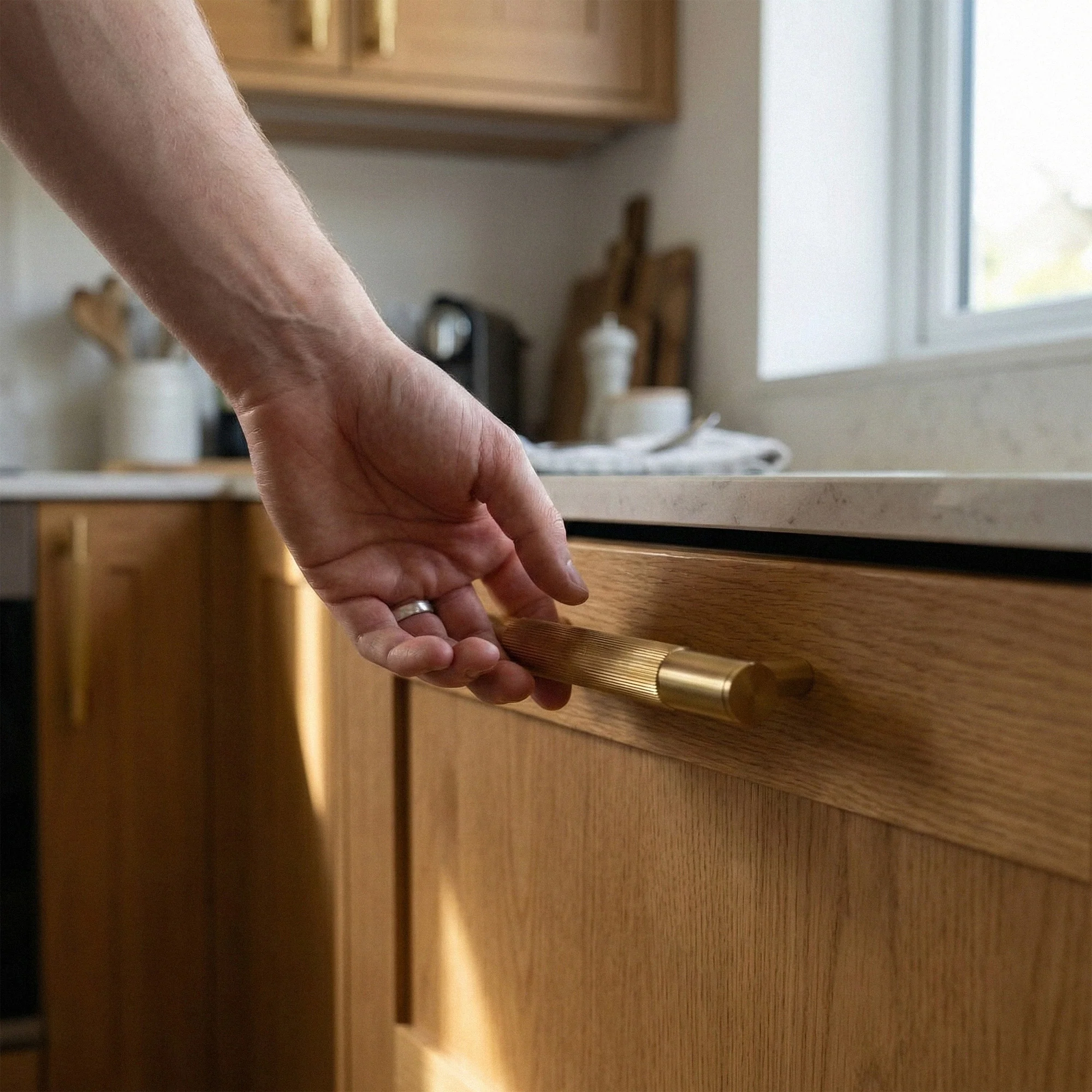 Fluted Small Round T-Bar Pull Handle - Satin Gold (123422) - Image 2