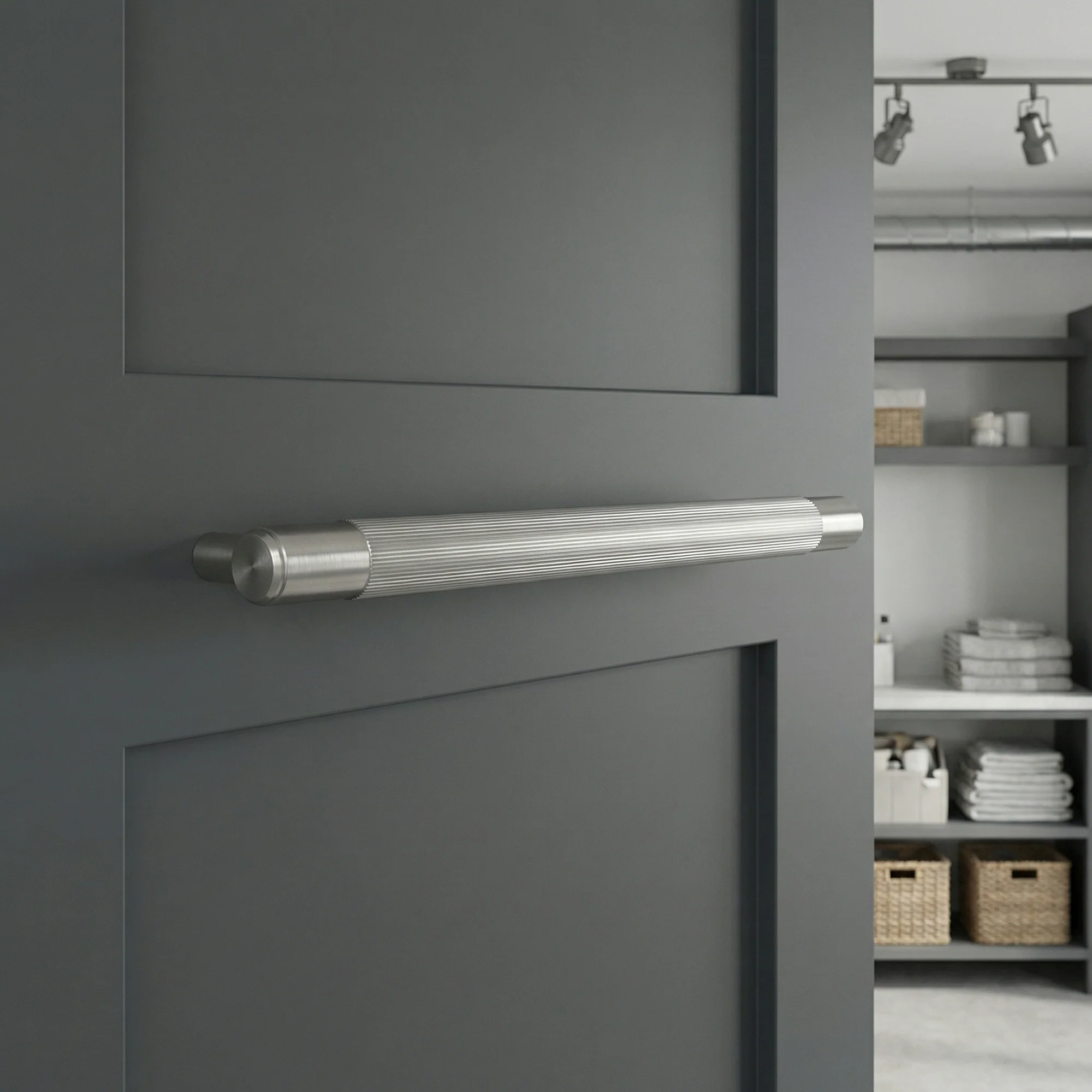 Fluted Small Round T-Bar Pull Handle - Satin Stainless Steel (123421) - Image 2