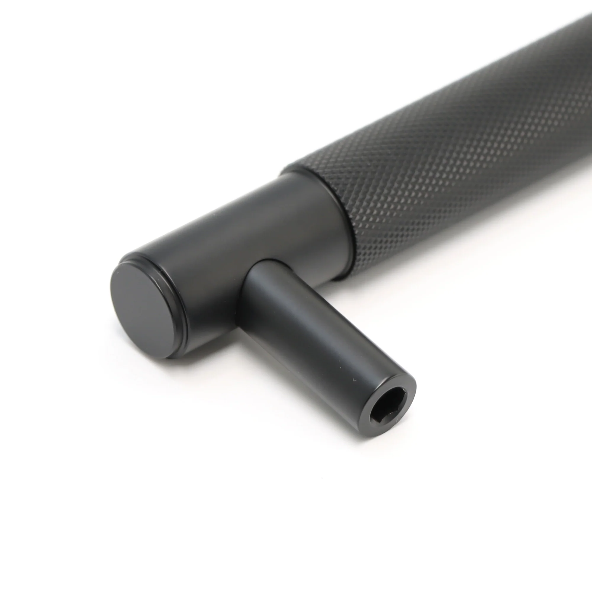 Knurled Large Round T-Bar Pull Handle - Matt Black (123418) - Image 3