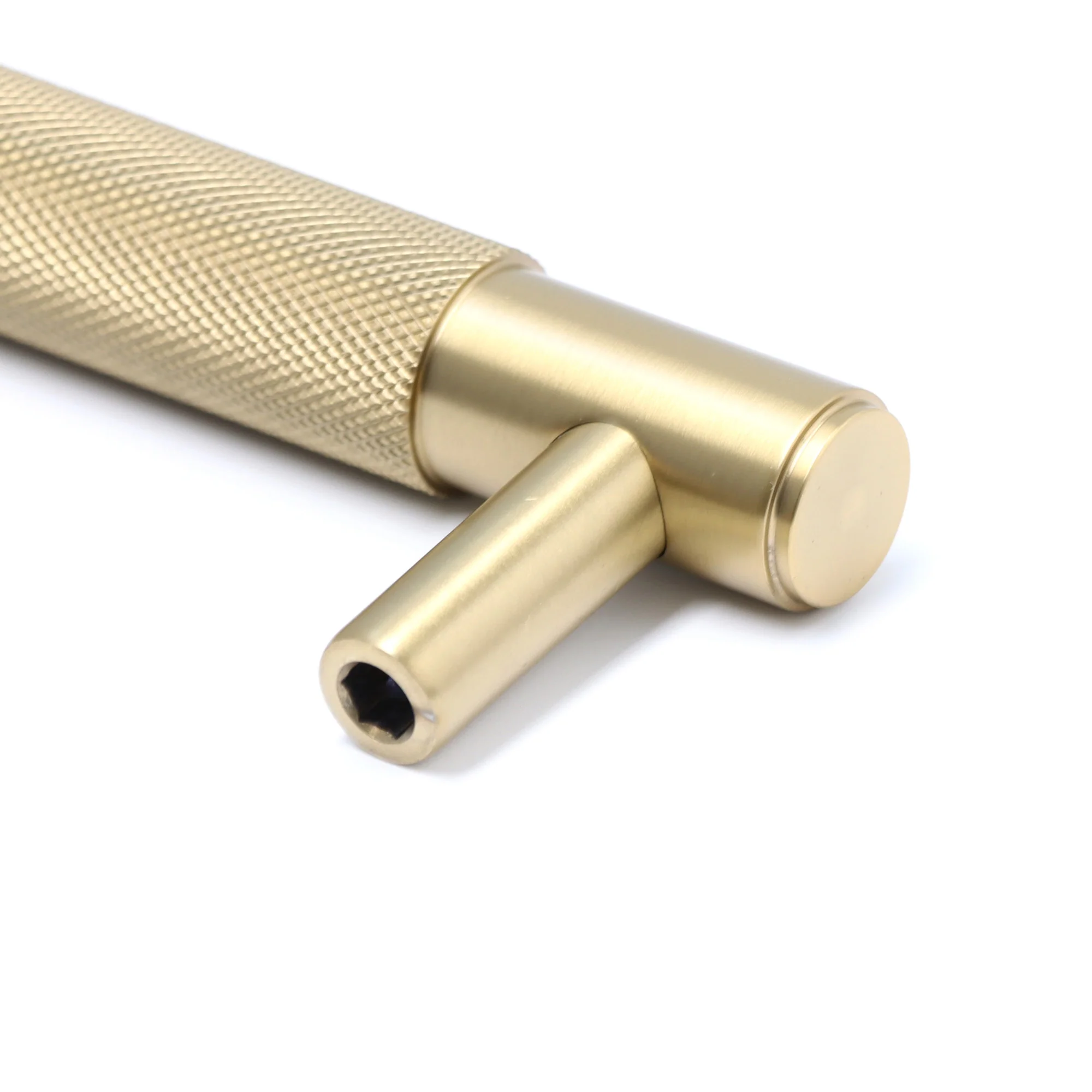 Knurled Large Round T-Bar Pull Handle - Satin Gold (123417) - Image 3