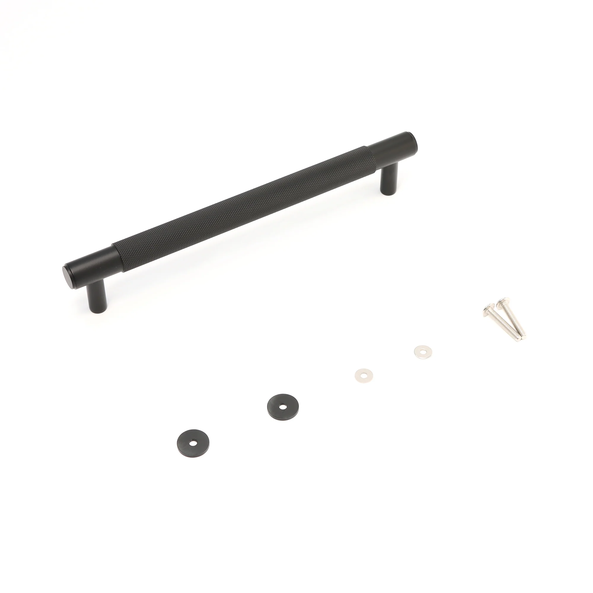 Knurled Medium Round T-Bar Pull Handle - Matt Black (123413) - Image 4