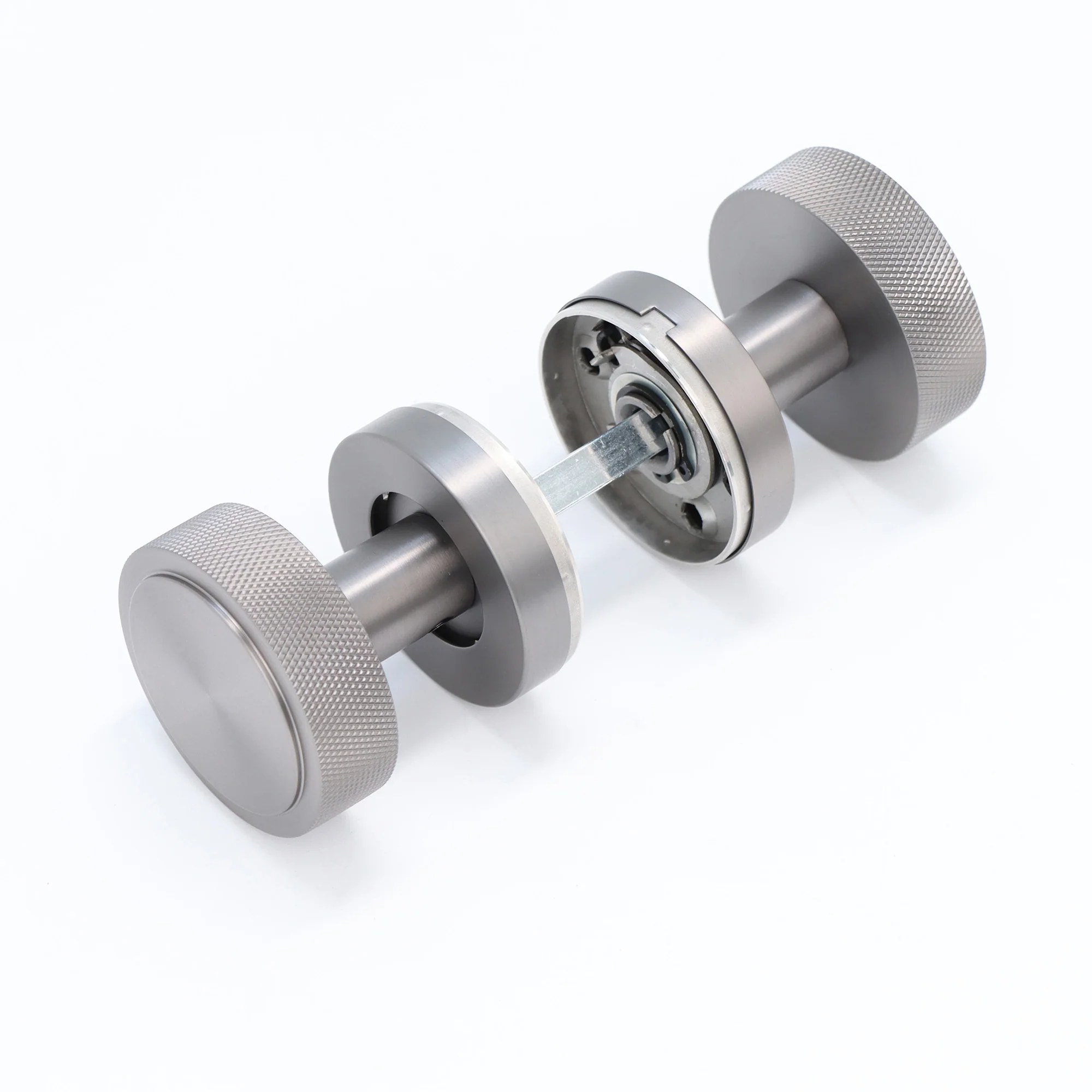 Knurled Round Rose Door Knob Set - Gun Metal (123400) - Image 3