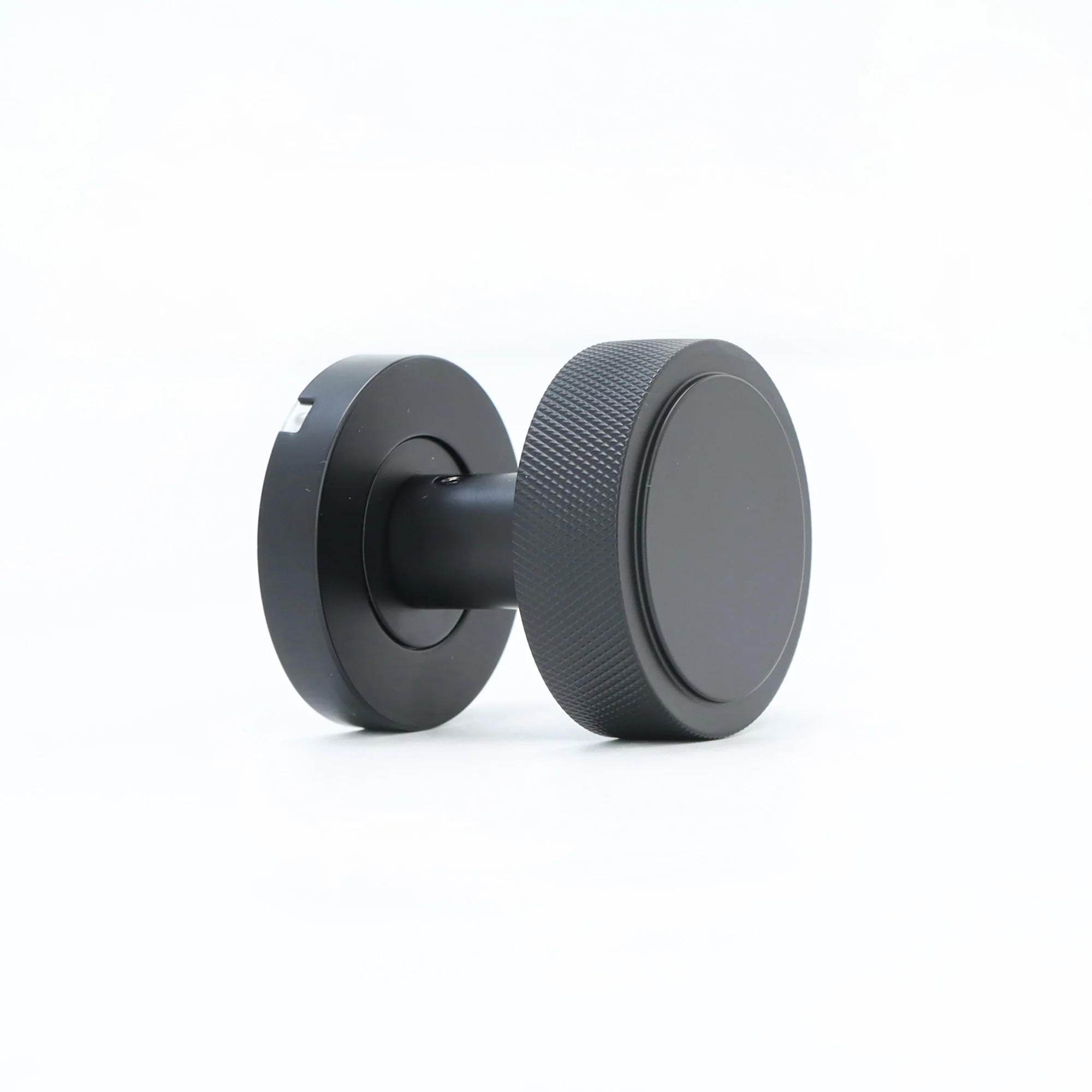 Knurled Round Rose Door Knob Set - Matt Black (123398) - Image 2