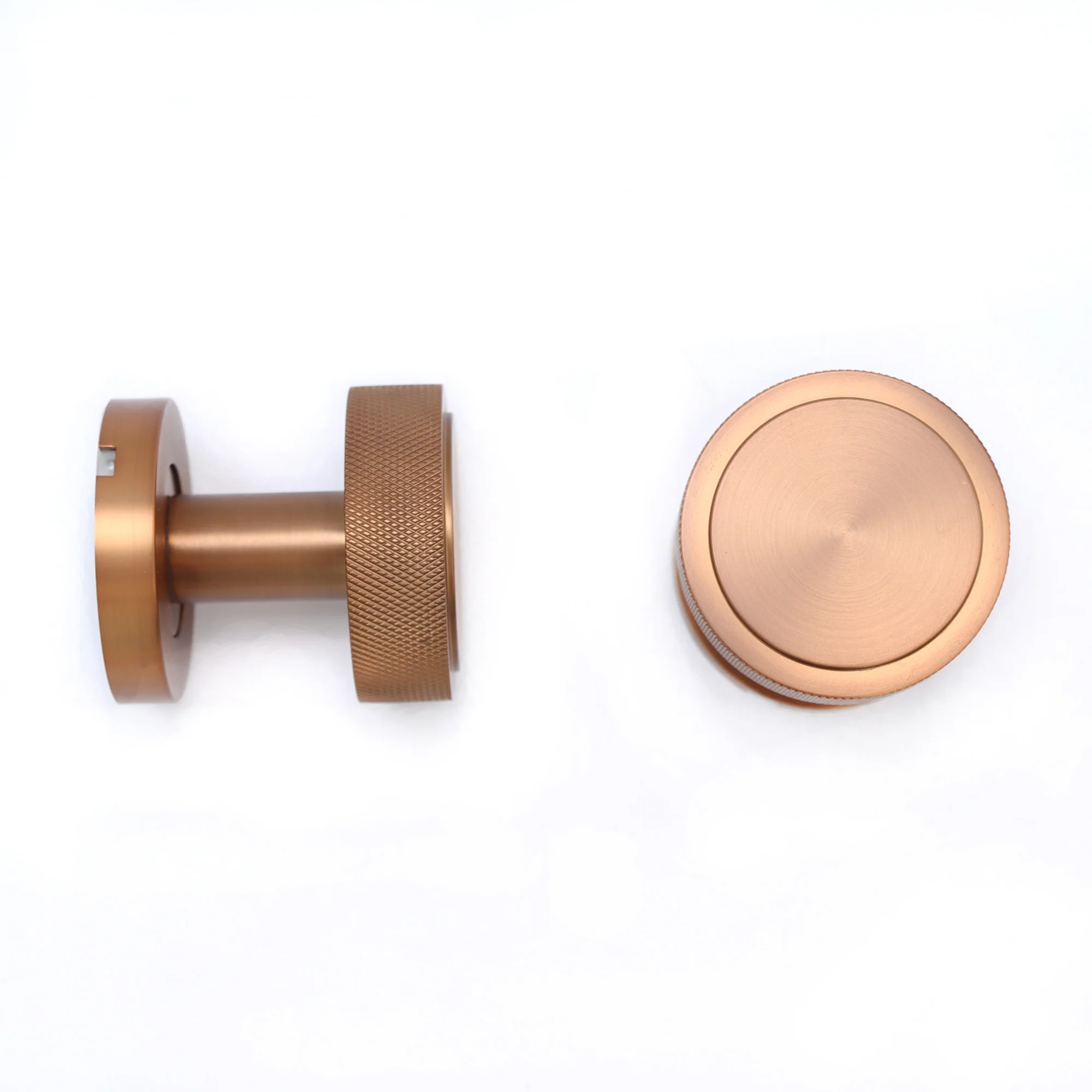 Knurled Round Rose Door Knob Set - Rose Gold (123399) - Image 4