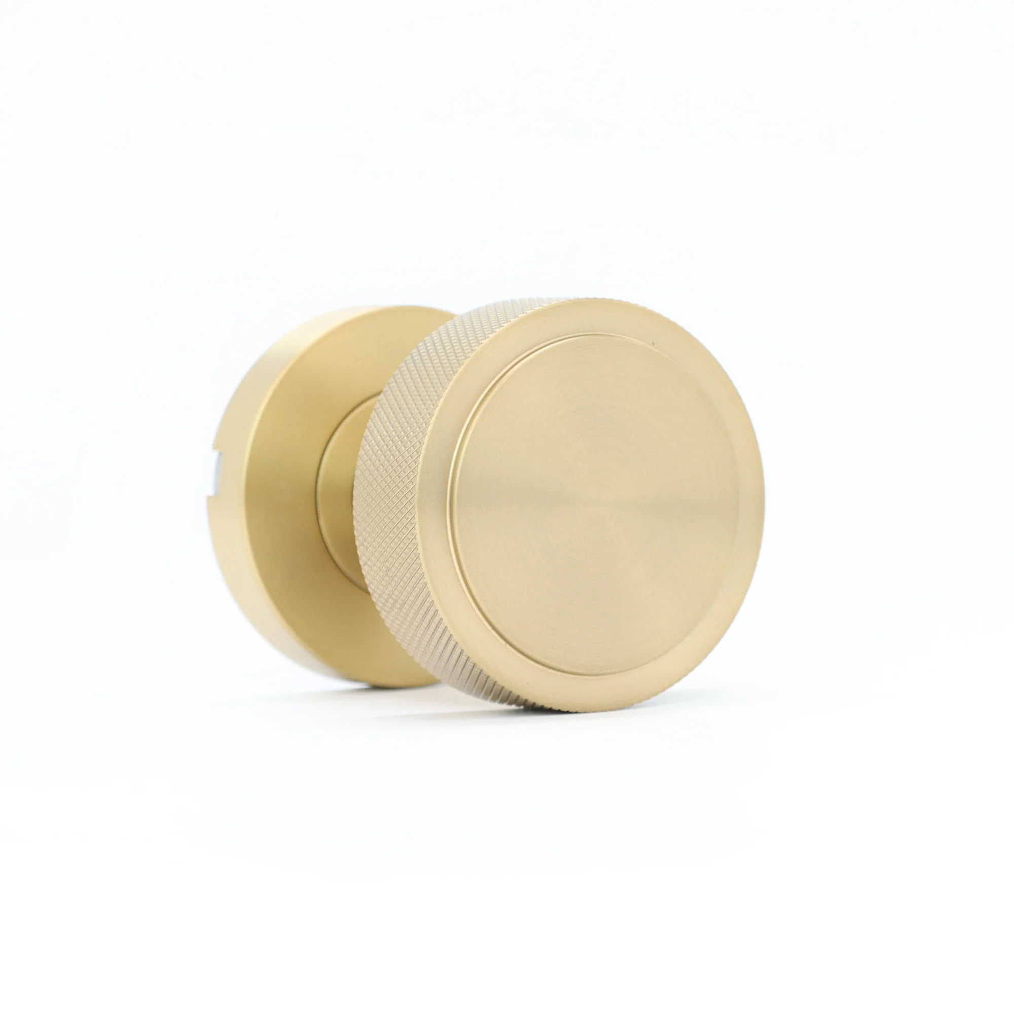 Knurled Round Rose Door Knob Set - Satin Gold (123397) - Image 2