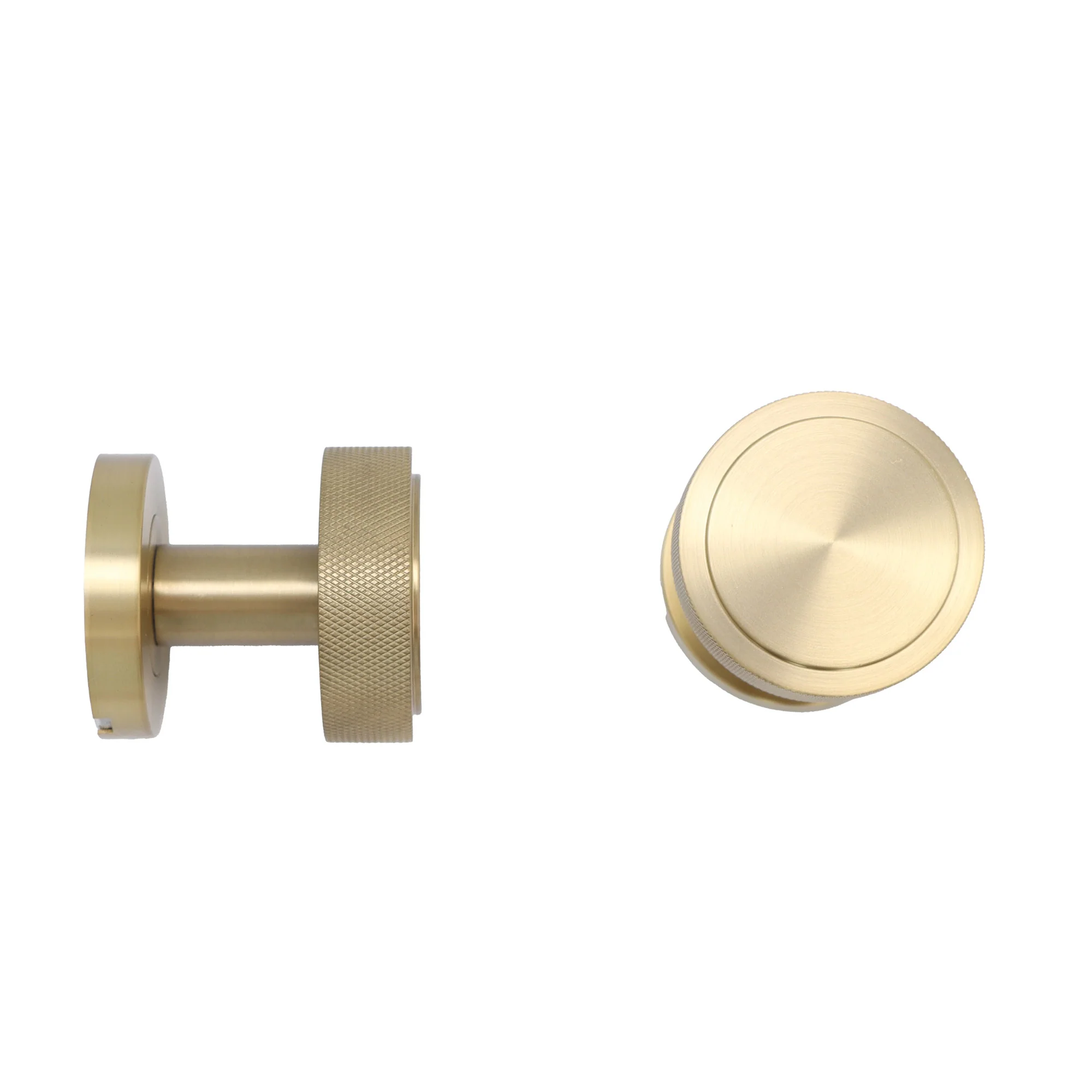 Knurled Round Rose Door Knob Set - Satin Gold (123397) - Image 4