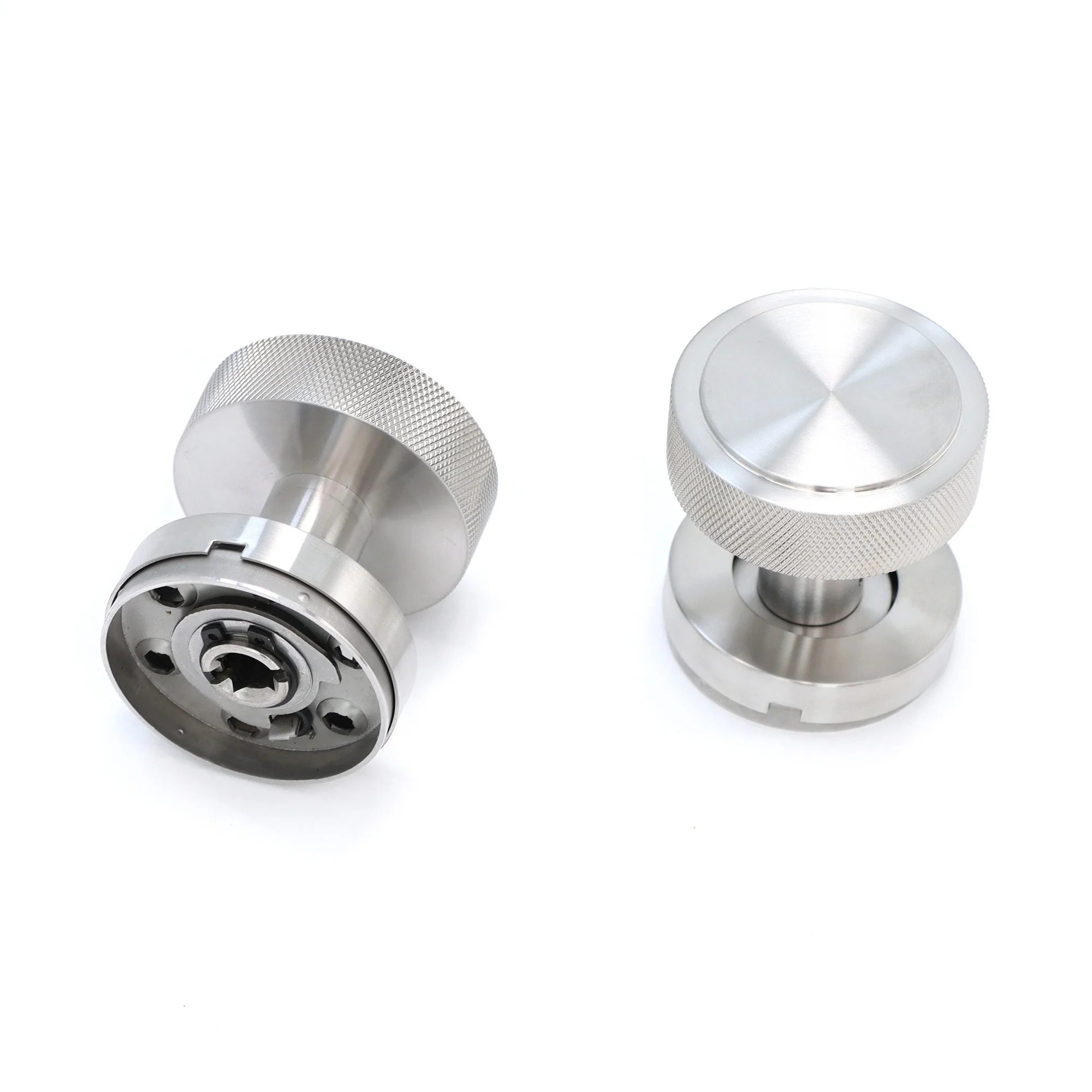 Knurled Round Rose Door Knob Set - Satin Stainless Steel (123396)