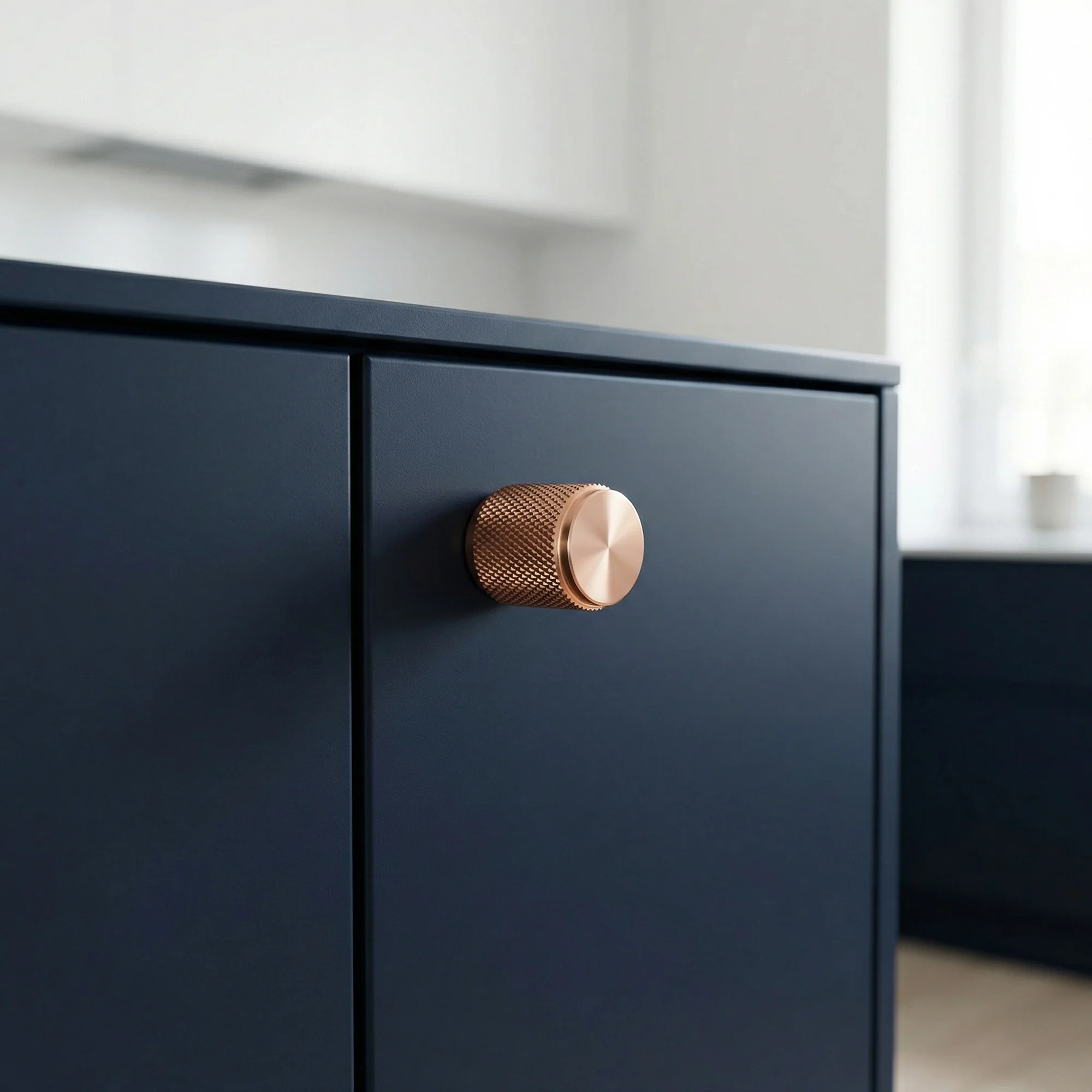Knurled Small Round Cabinet Door Knob - Rose Gold (123449)