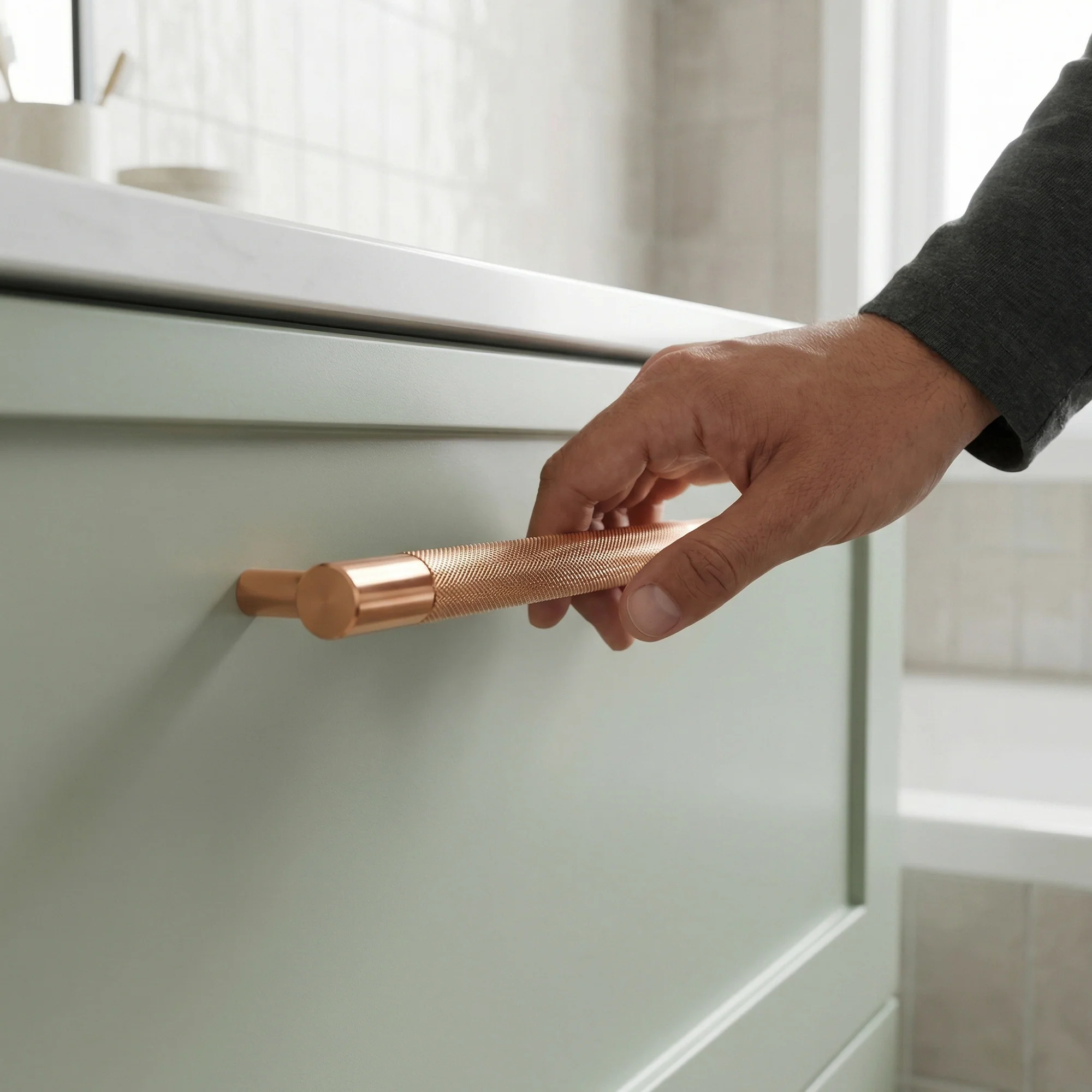 Knurled Small Round T-Bar Pull Handle - Rose Gold (123409) - Image 2