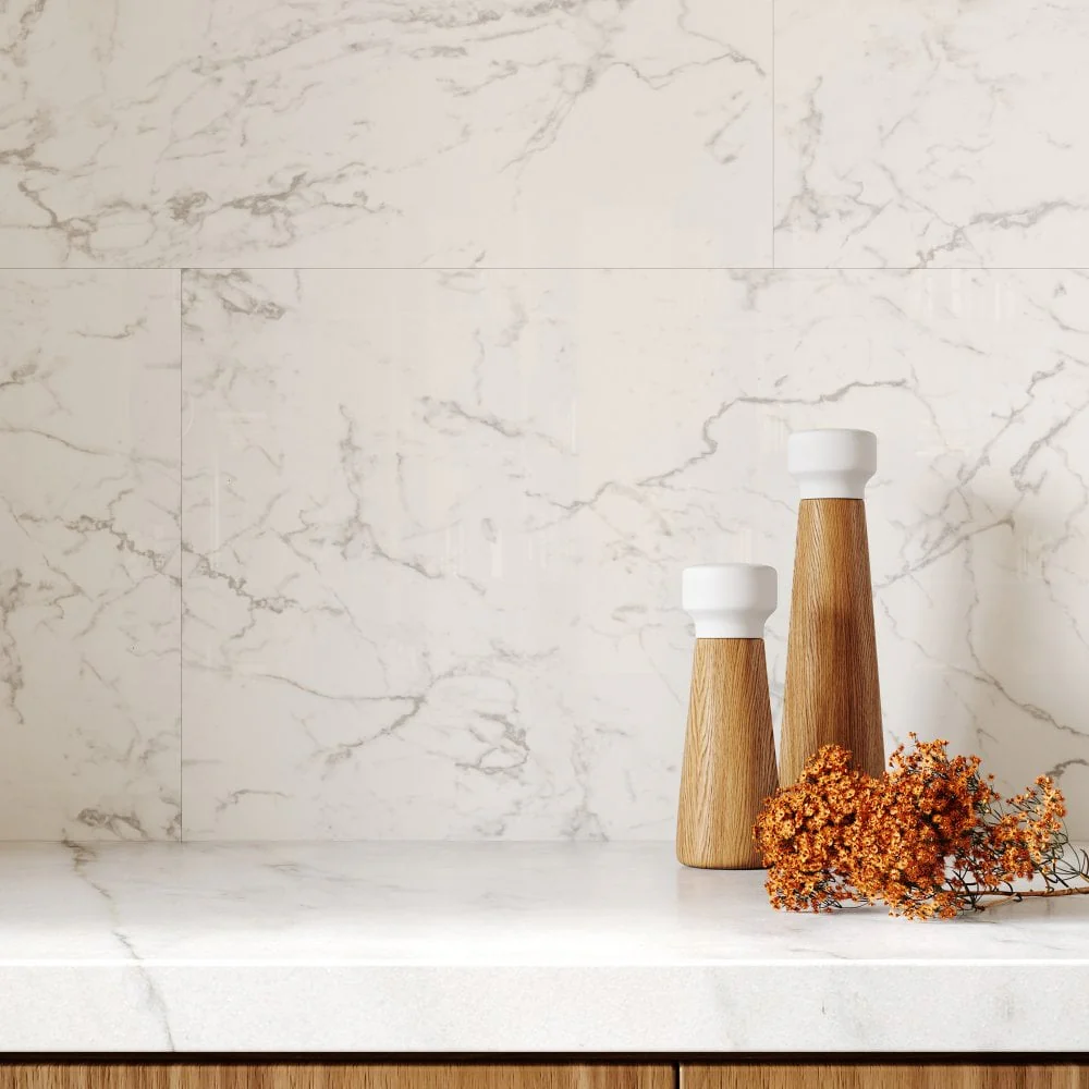 Carrara Marble - Lustre Stone 800 x 400mm Waterproof Wall Panelling (122540) - Image 4