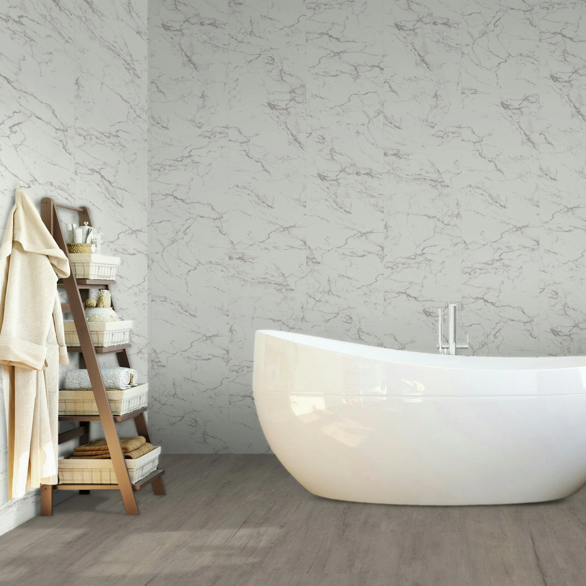Carrara Marble - Lustre Stone 800 x 400mm Waterproof Wall Panelling (122540) - Image 5