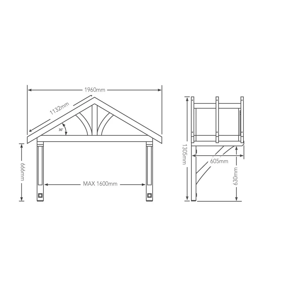 Apex Pine 1600mm Porch Canopy (74199) - Image 4
