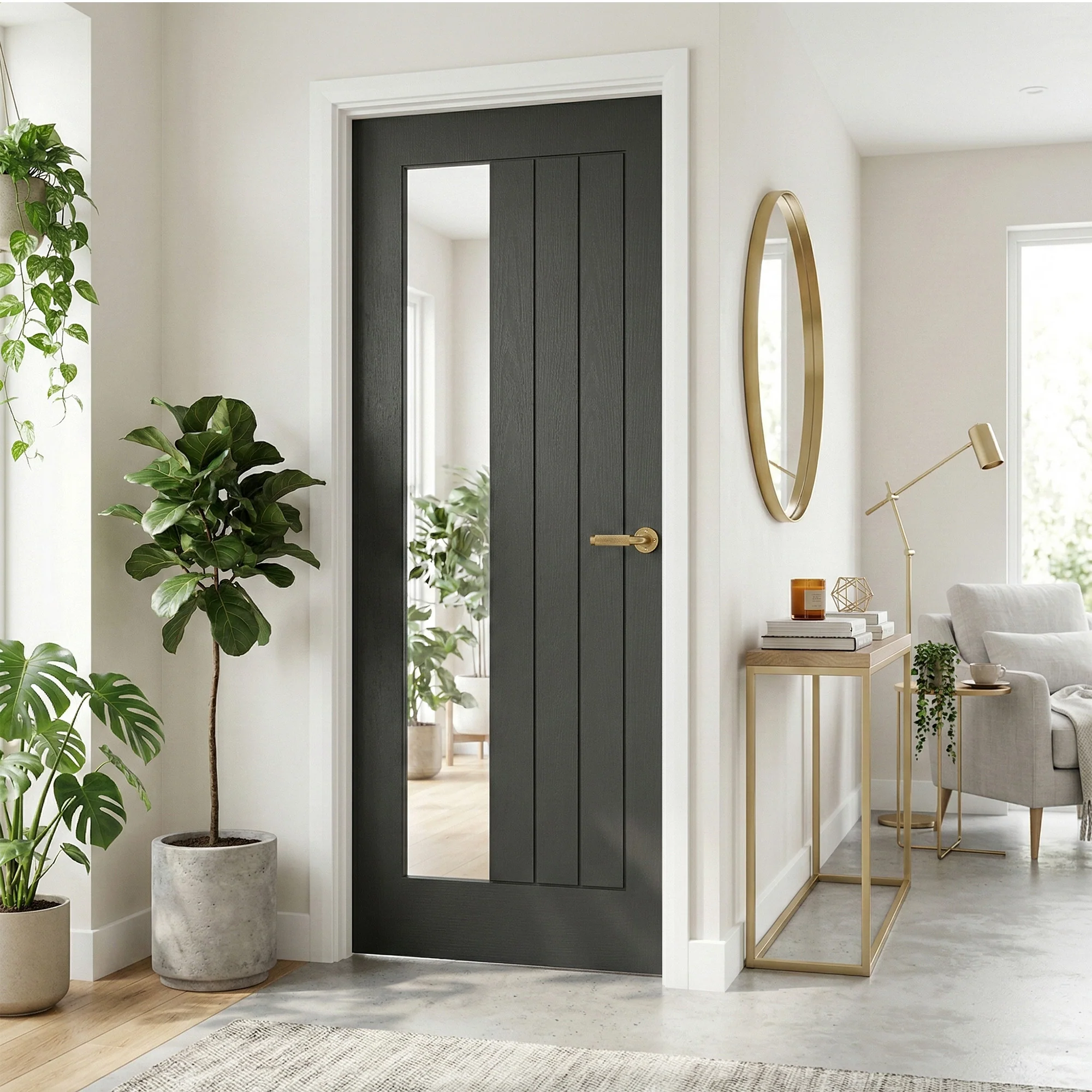 Ash Grey Internal Fully Finished Farley Clear Offset Glass Door (121188) - Image 4