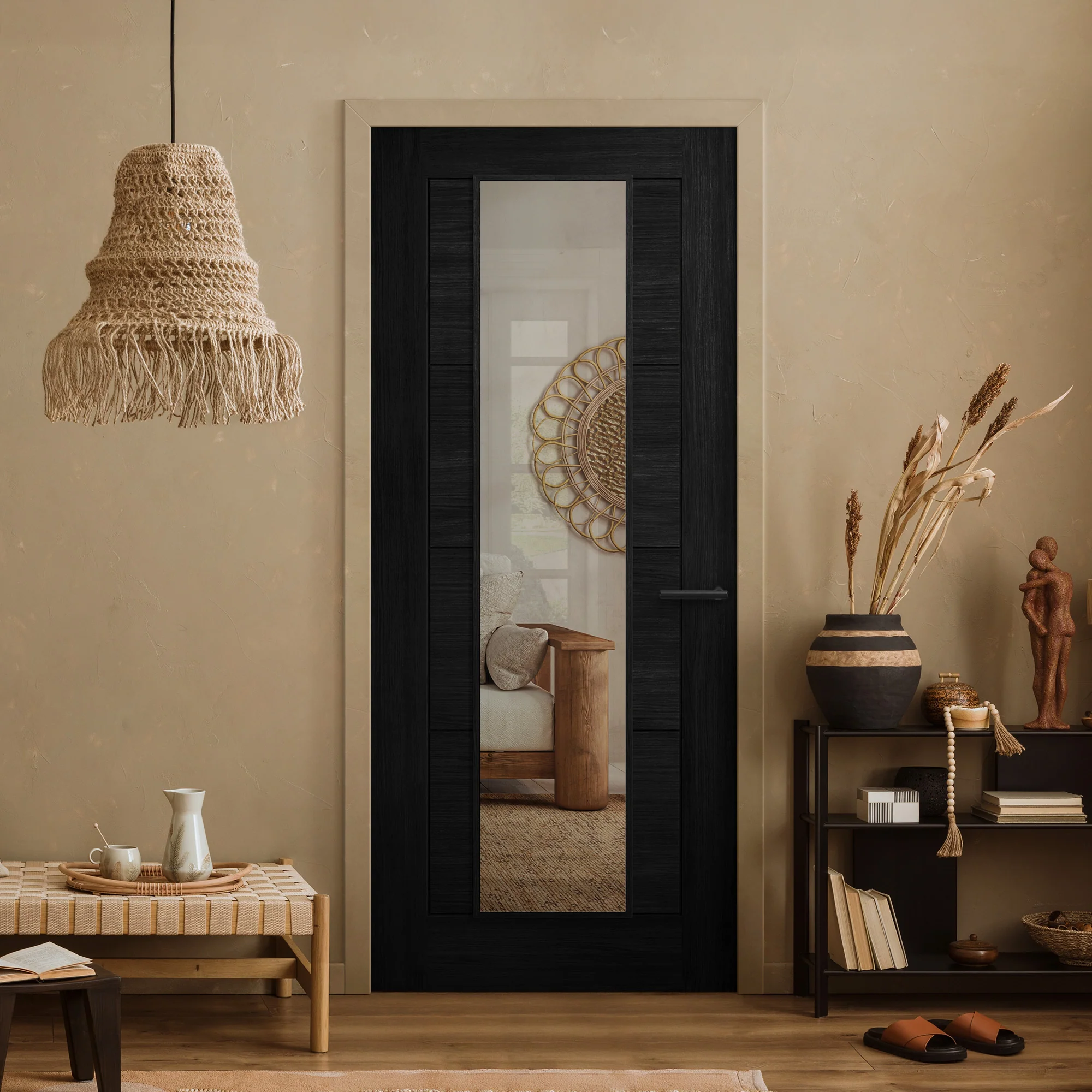 Black Fully Internal Finished Endure Laminate Ladder Clear Glass Door (122002)