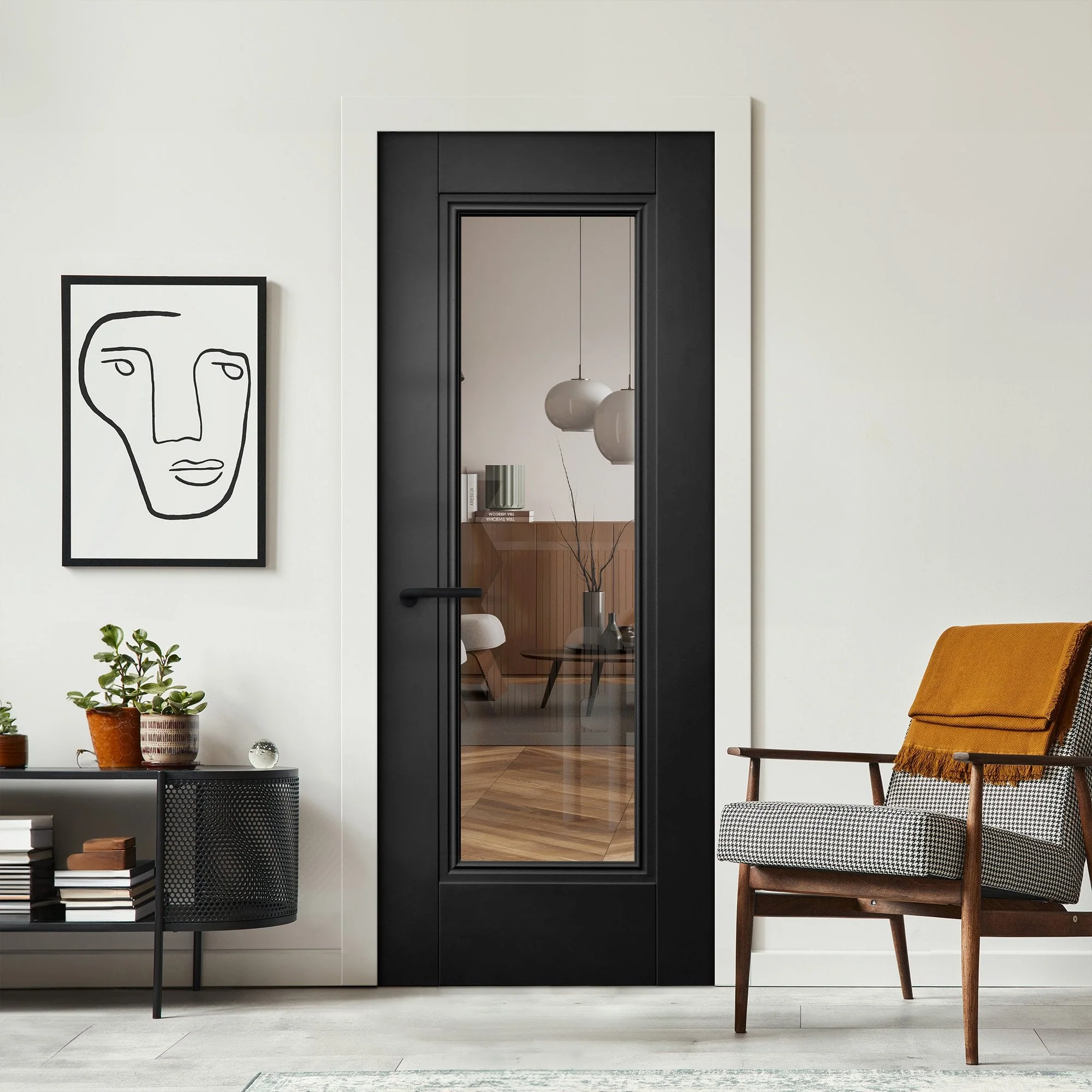 Black Internal Fully Finished Elegance Lancaster 1 Light Clear Glass Door (117829)