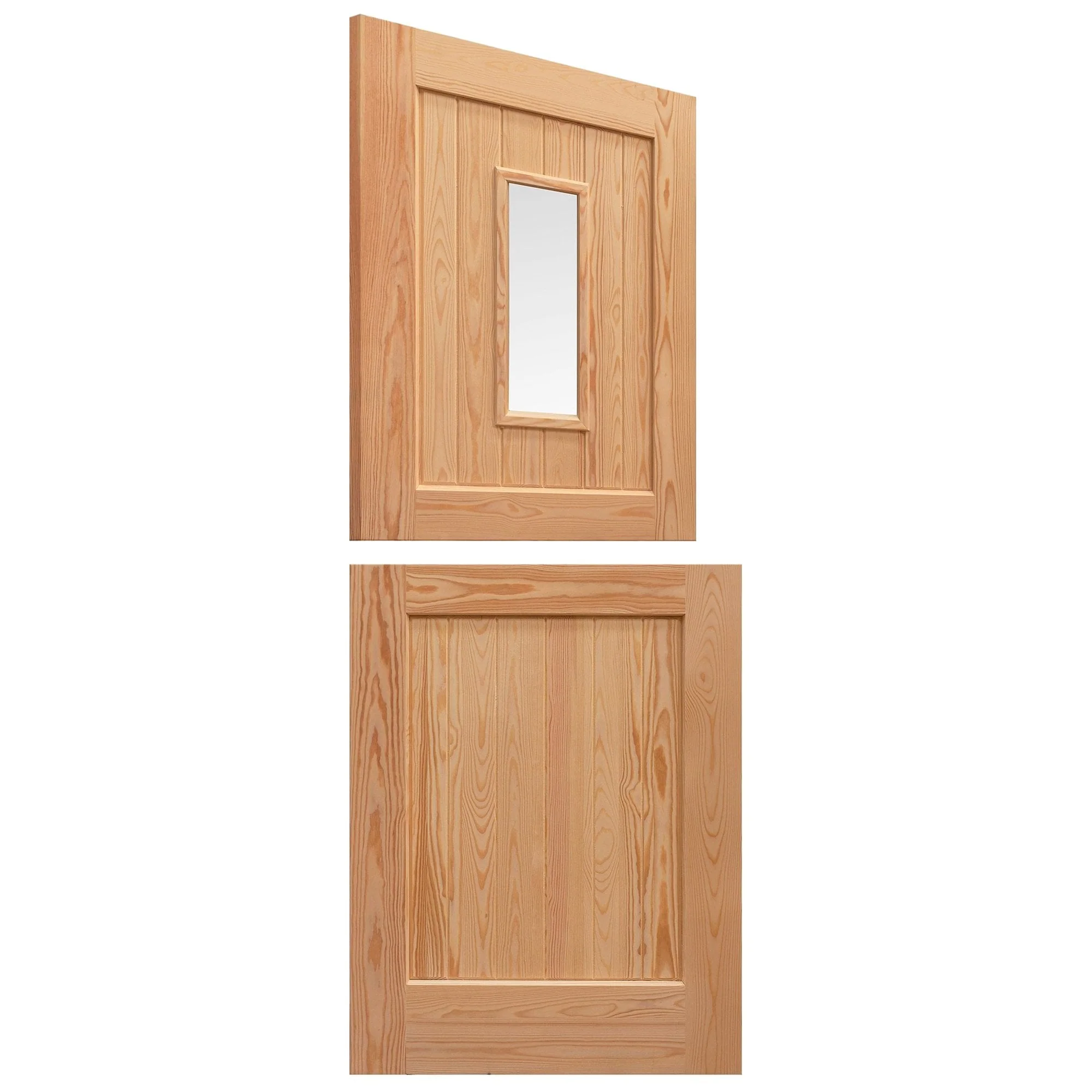 External Solid Pine Unfinished 2P 1L Clear Glass Stable Door (LOLSD) - Image 4