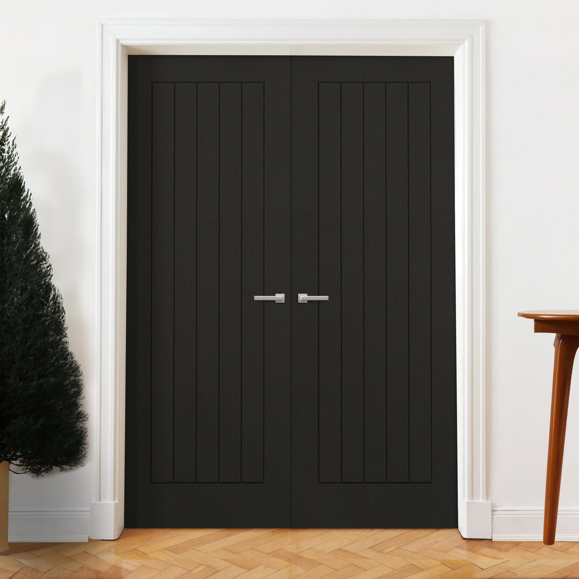 Internal Black Fully Finished Oak Farley Door Pair Door (121318) - Image 2