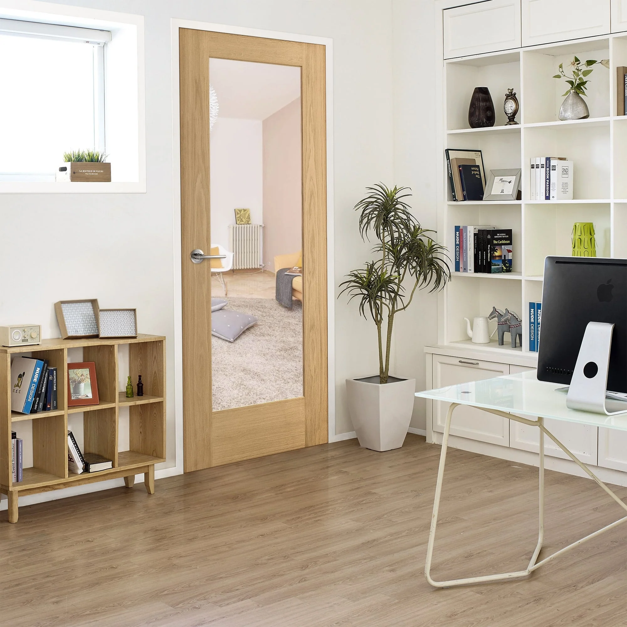 Oak Internal Fully Finished Pattern 10 1 Light Clear Glass Door (51827)