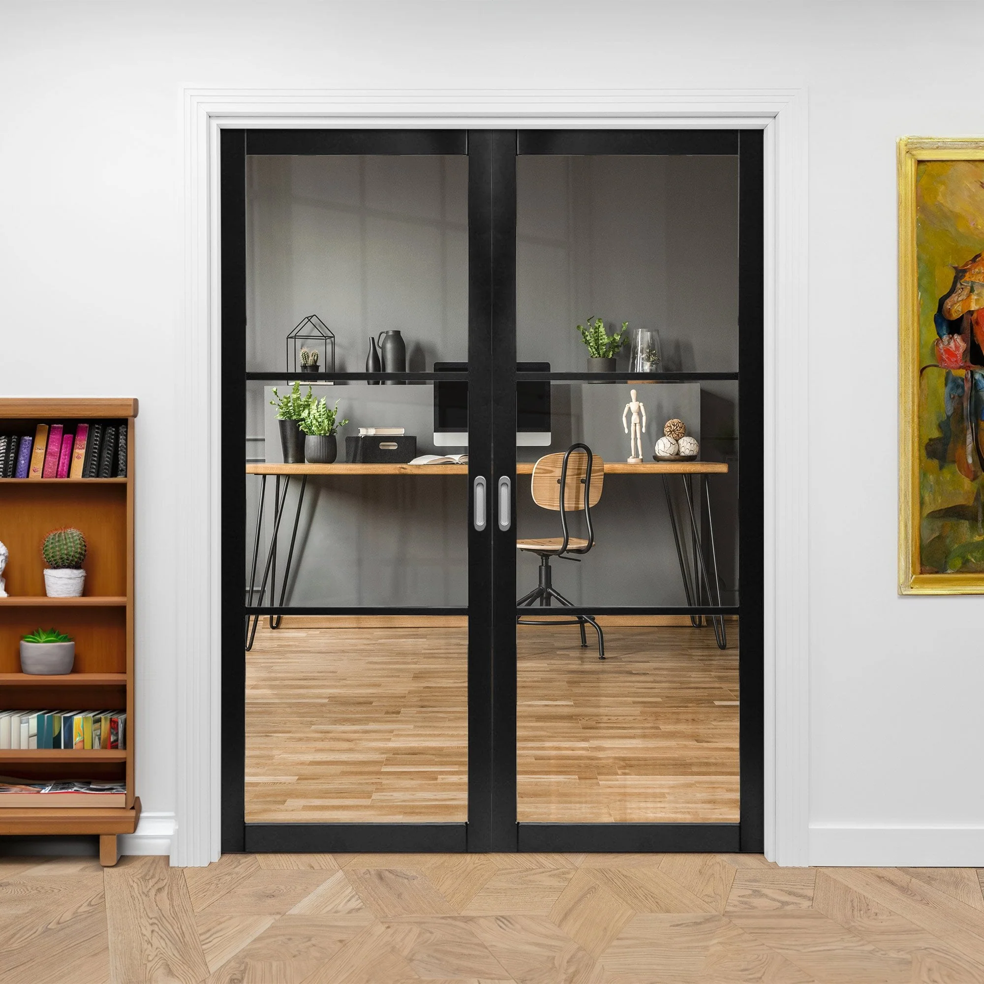 Internal Primed Industrial 2.0 Lifestyle 3 Light Clear Glass Door Pair Door (121323) - Image 2