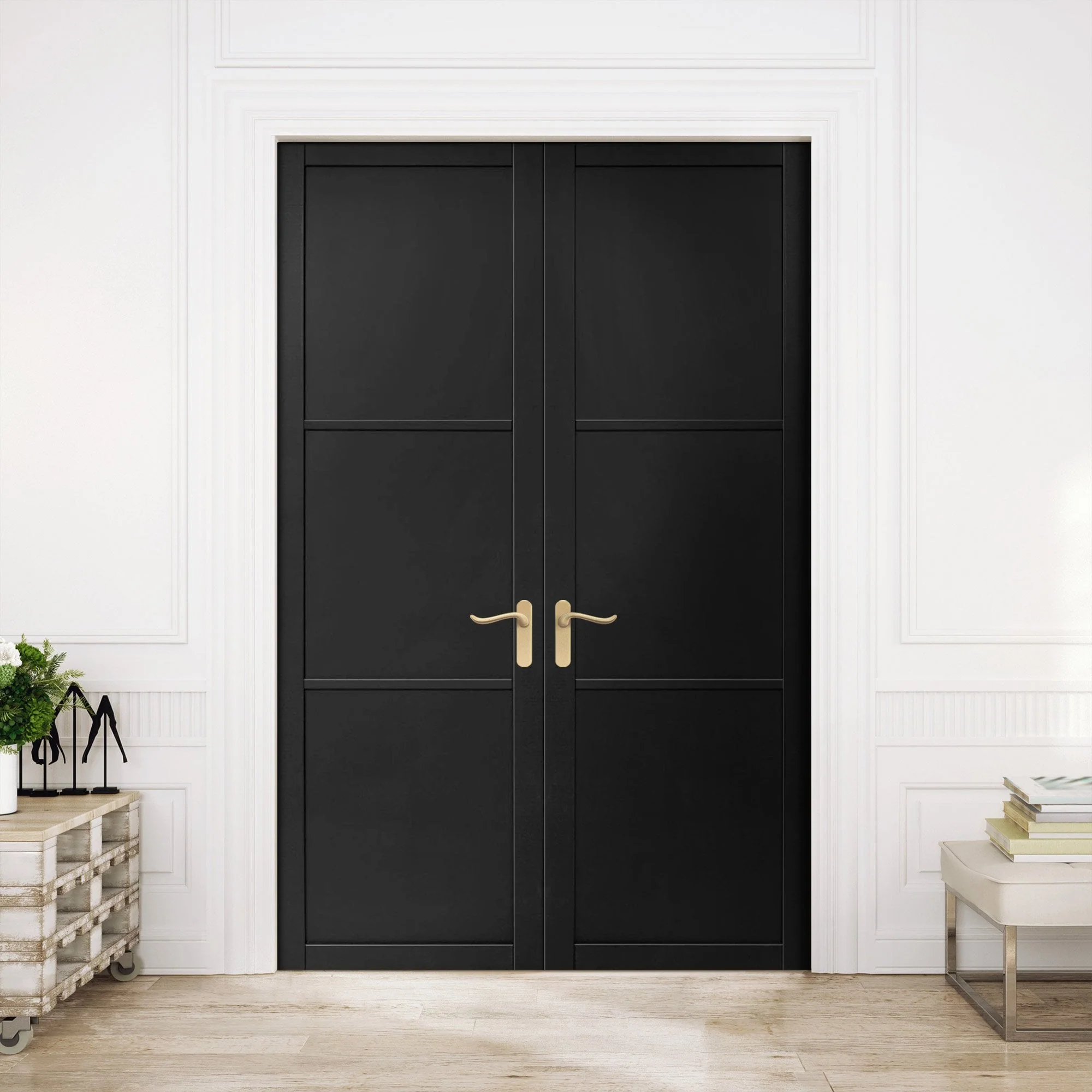 Internal Primed Industrial 2.0 Lifestyle 3 Panel Pair Door (121324)
