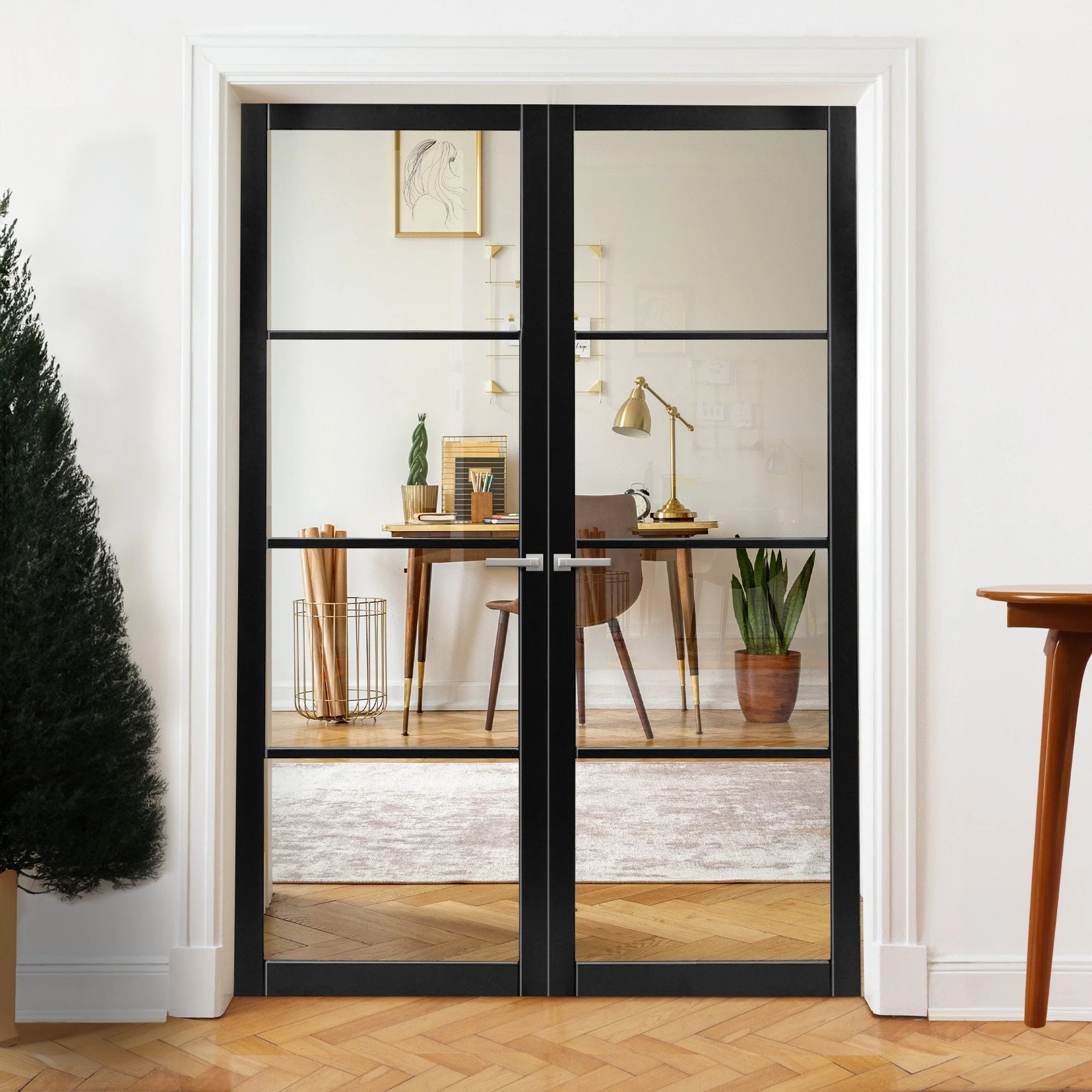 Internal Primed Industrial 2.0 Lifestyle 4 Light Clear Glass Pair Door (121325) - Image 2