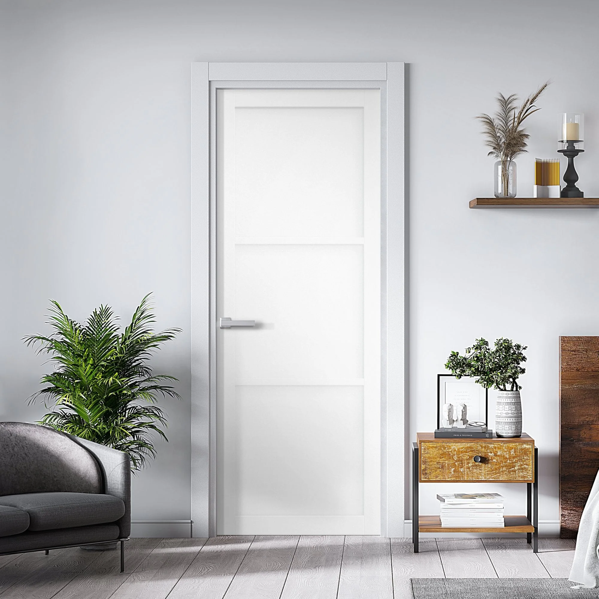 Internal Primed Studio Industrial 3 Panel Door (121192) - Image 4