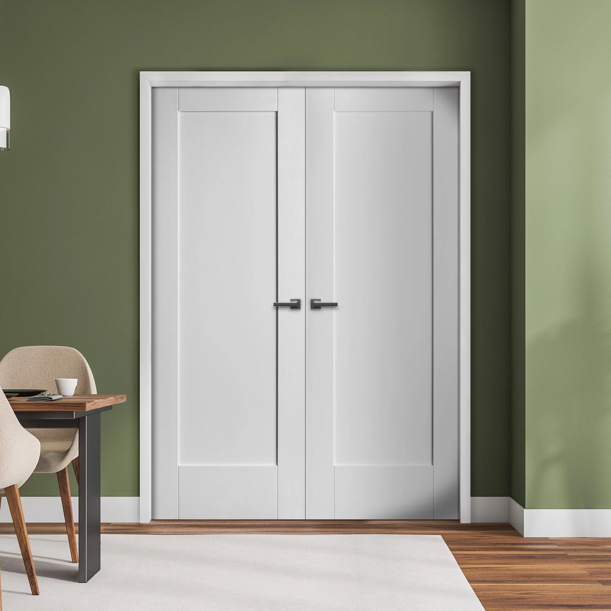 Internal White Primed Pattern 10 1 Panel Pair Door (121422) - Image 3