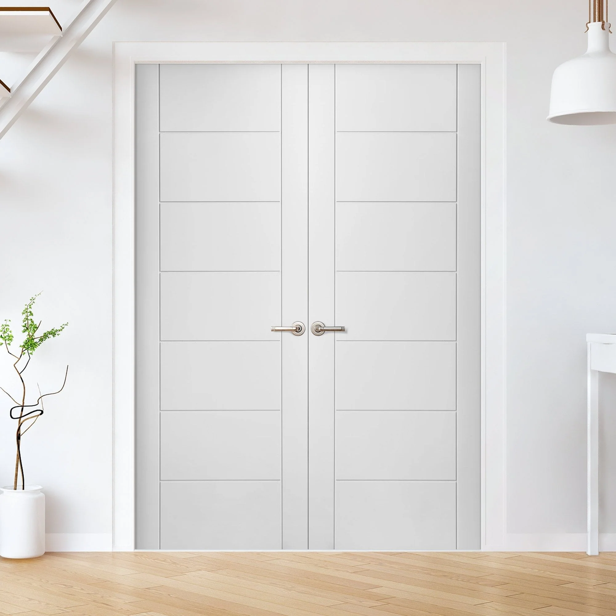 Internal White Primed Pedrena 7P Pair Door (121426) - Image 3