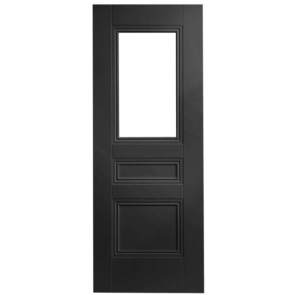 Jet Black Internal Fully Finished 2 Panel 1 Light Clear Glass Elegance Henley Door (124166) - Image 3