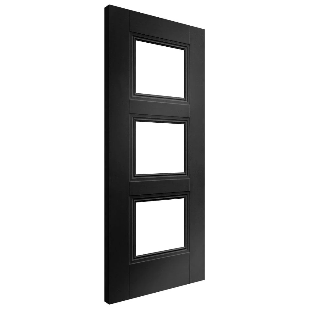 Jet Black Internal Fully Finished 3 Light Clear Glass Elegance Ripley Door (124172) - Image 2