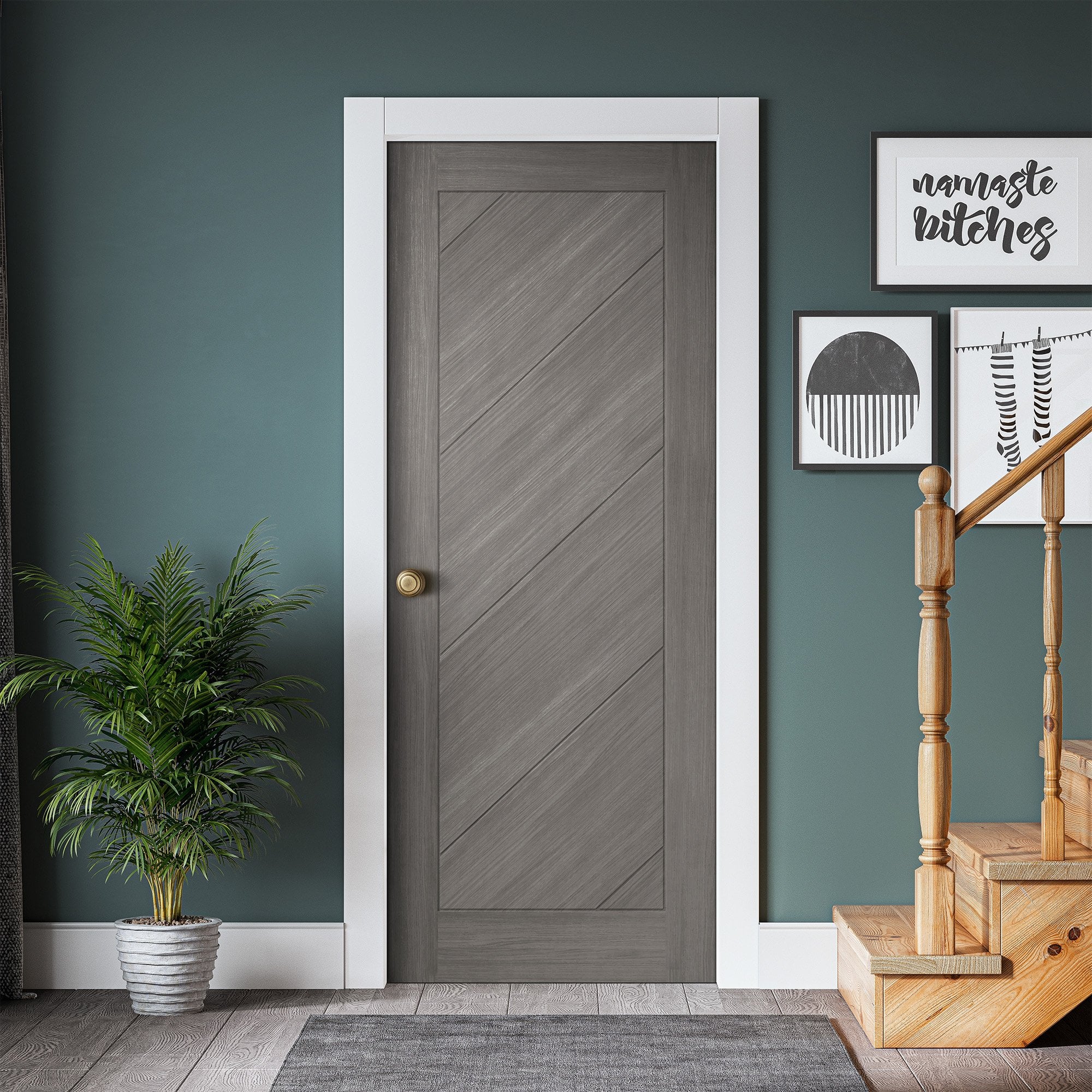 Light Grey Internal Fully Finished Endure Laminate Stockholm FD30 Fire Door (122010) - Image 4