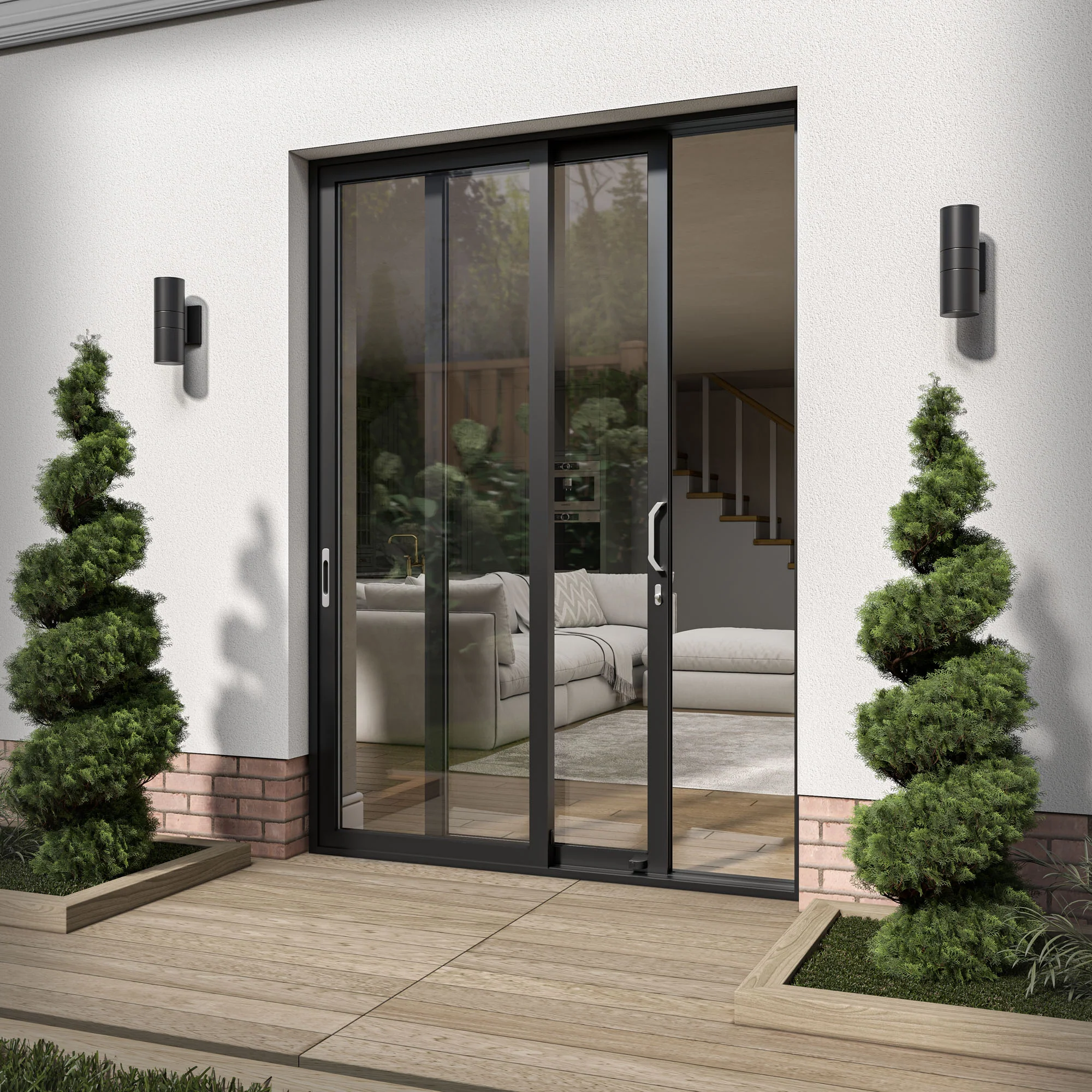 Matt Black Aluminium Clear Glass External Sliding Patio Door (122103) - Image 2