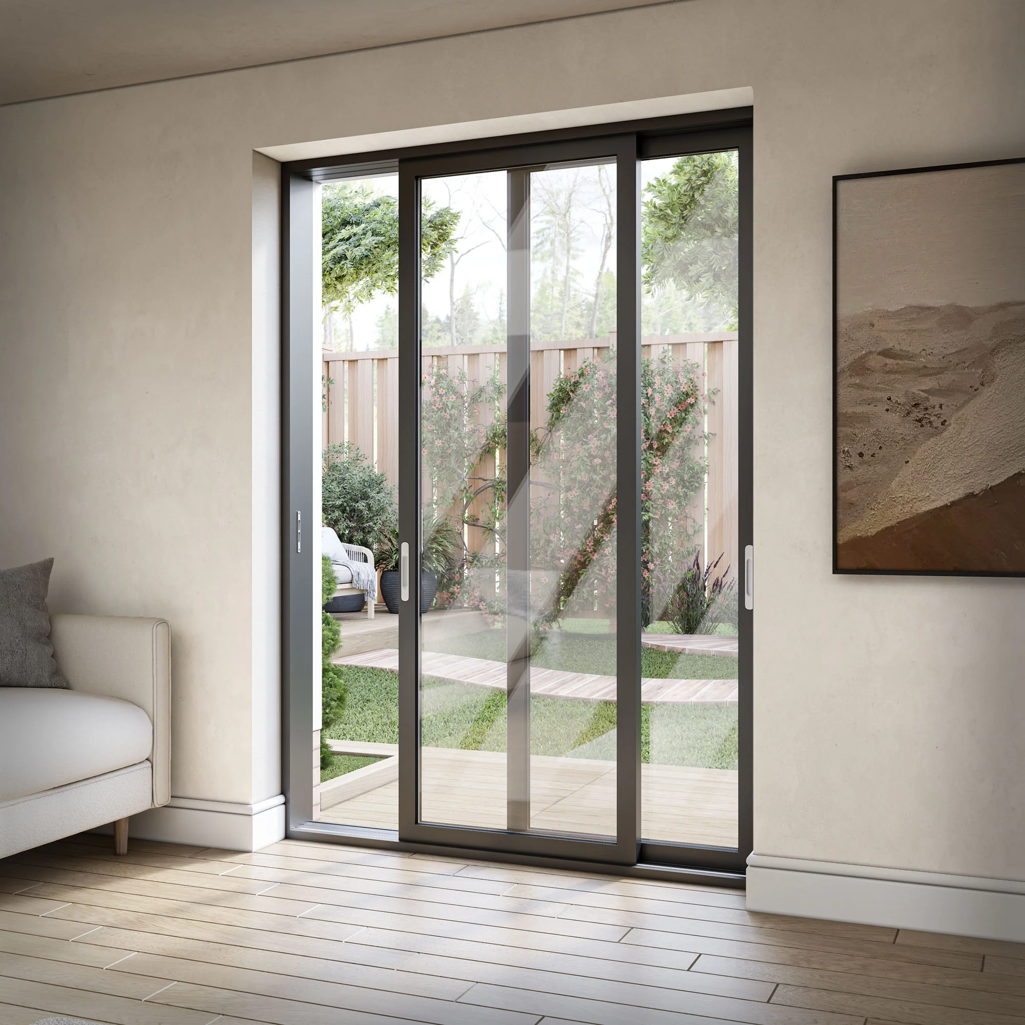 Matt Black Aluminium Clear Glass External Sliding Patio Door (122103) - Image 4