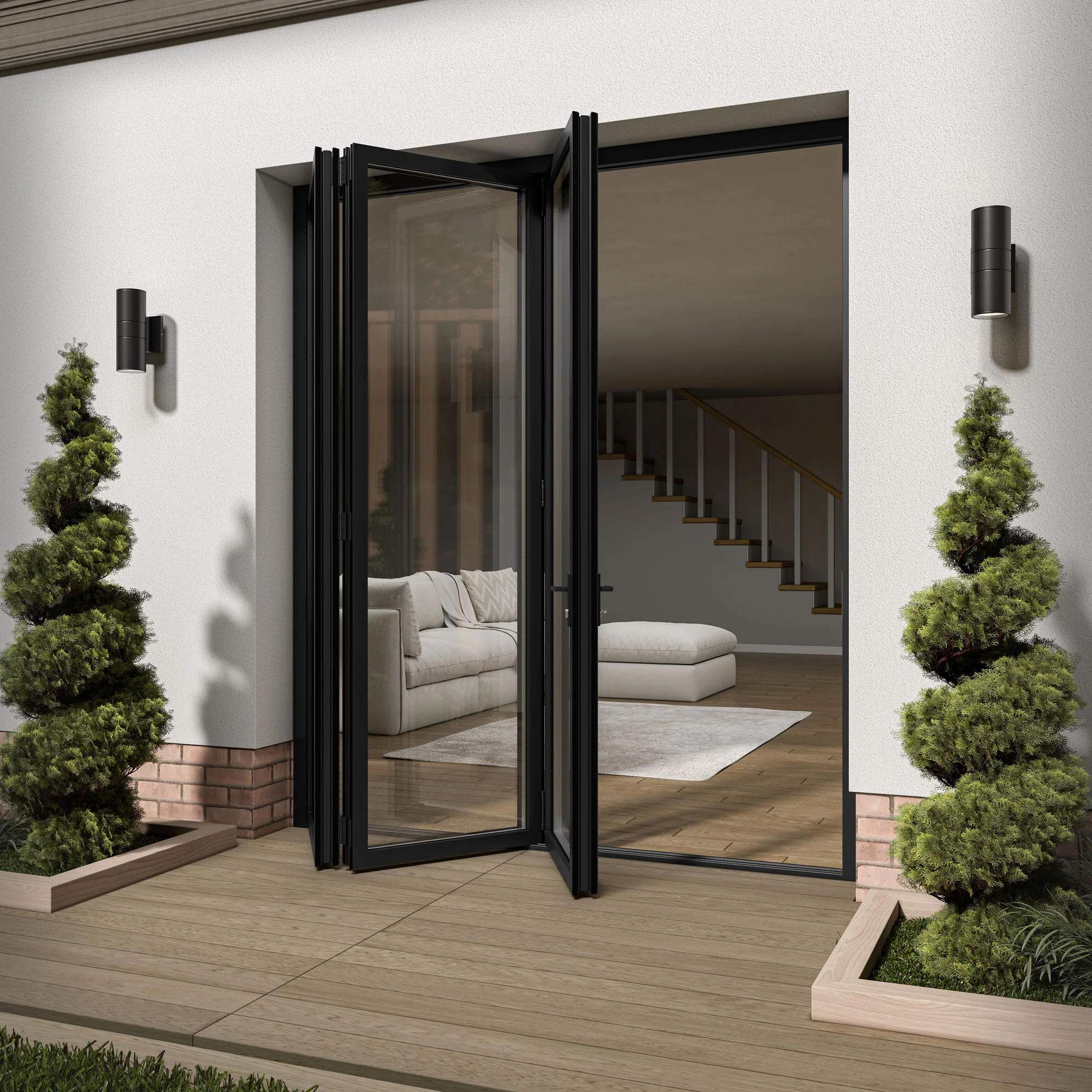 Matt Black Aluminium External 3+0 Clear Glass Folding Patio Door (122091) - Image 2