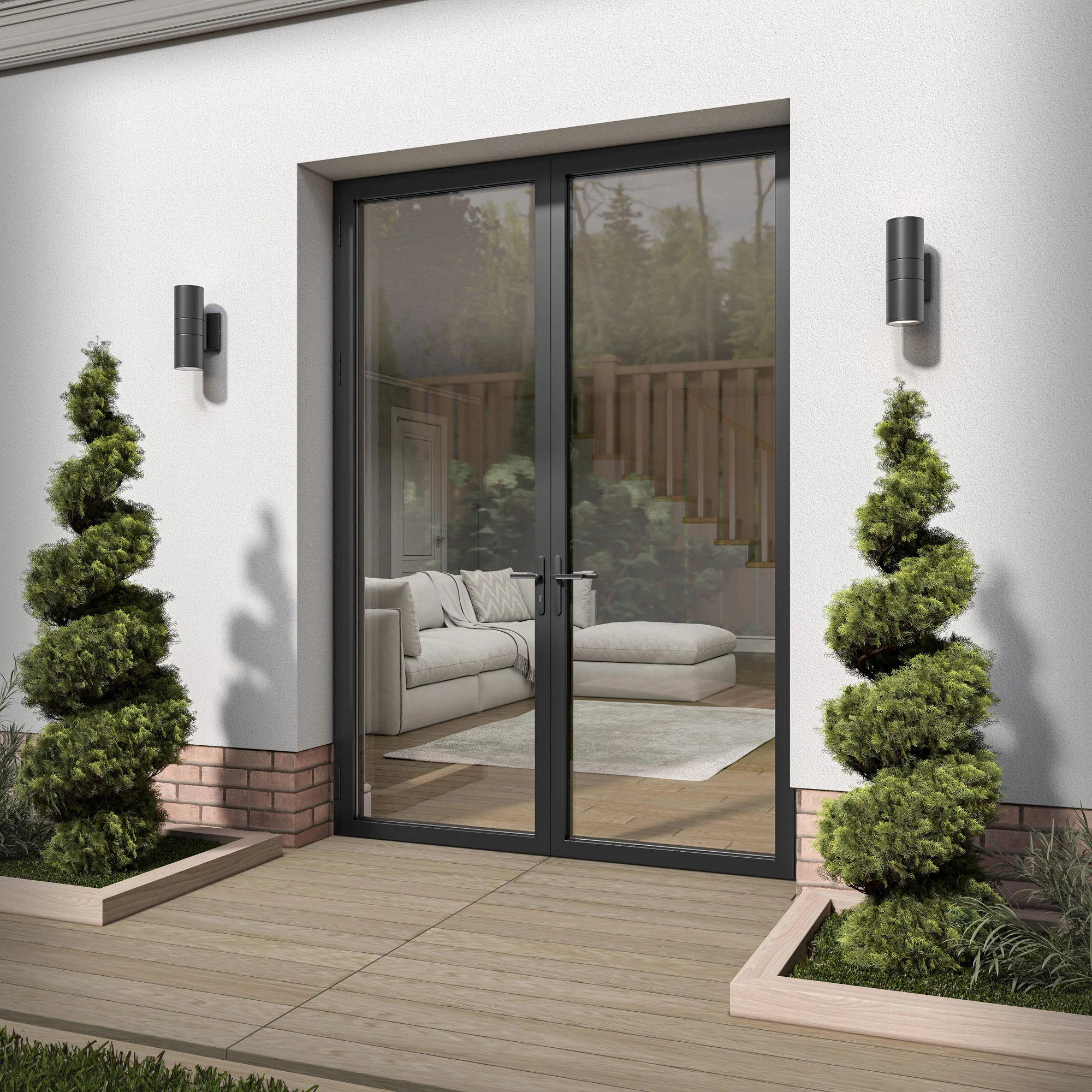 Matt Black Aluminium External Clear Glass French Patio Door (122097) - Image 8
