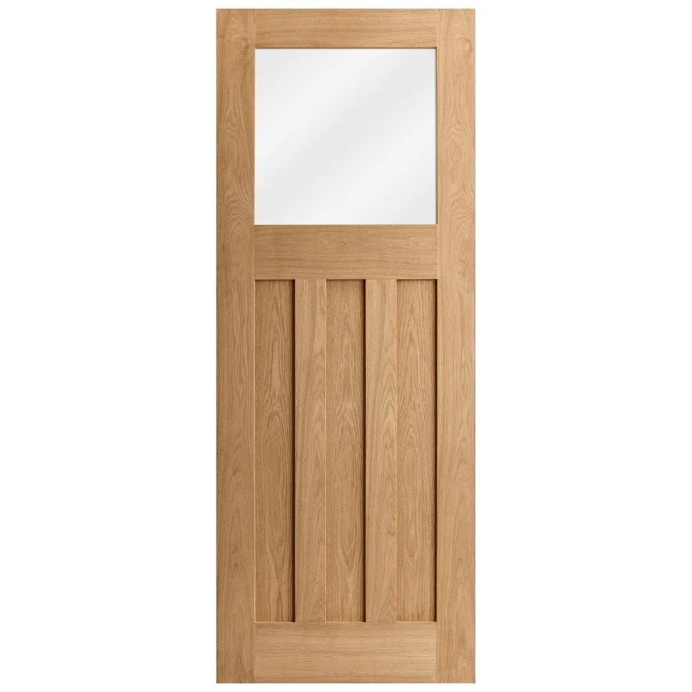 Oak Internal Fully Finished 1930's DX 3 Panel 1 Light Clear Glass FD30 Fire Door - Image 3