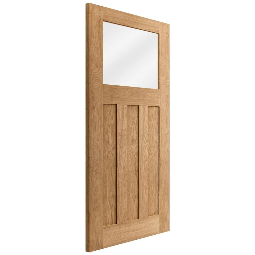 Oak Internal Fully Finished 1930's DX 3 Panel 1 Light Clear Glass FD30 Fire Door - Image 4