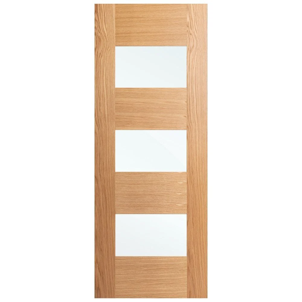 Oak Internal Fully Finished Edison 7 Panel 3 Light Clear Glass Made-to-Measure Door (120478) - Image 3