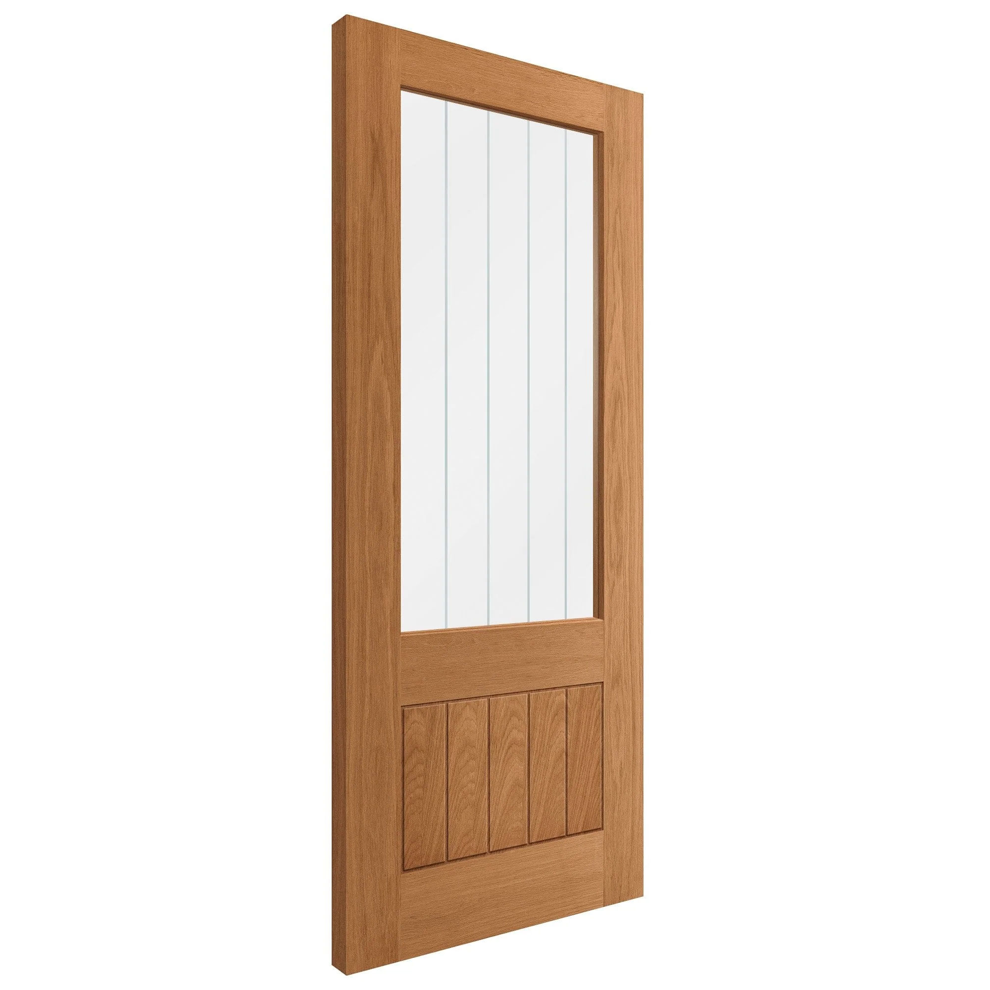 Oak Internal Fully Finished Farley 1 Panel 1 Light Obscure Lined Clear Glass Made-to-Measure Door (120482) - Image 2