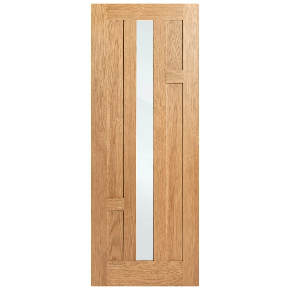 Oak Internal Fully Finished Stamford 4 Panel 1 Light Clear Glass Door - Image 3