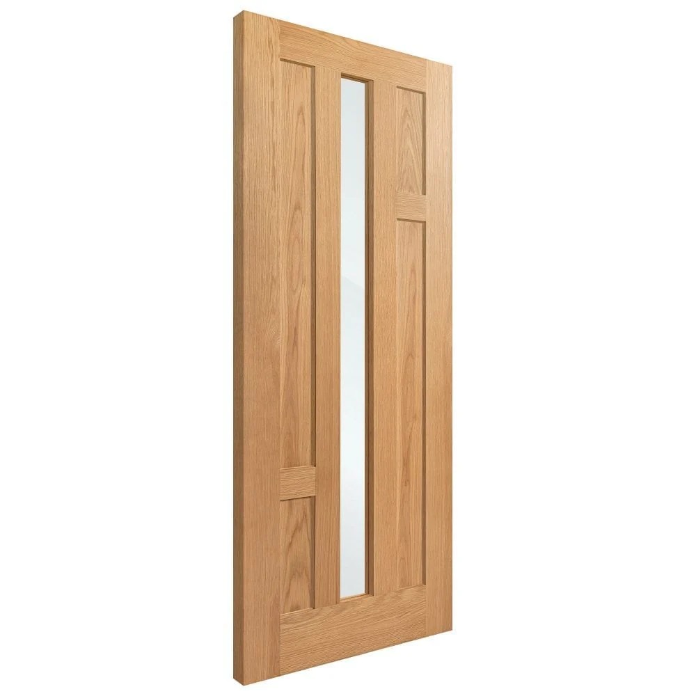 Oak Internal Fully Finished Stamford 4 Panel 1 Light Obscure Glass Made-to-Measure Door (121931) - Image 3