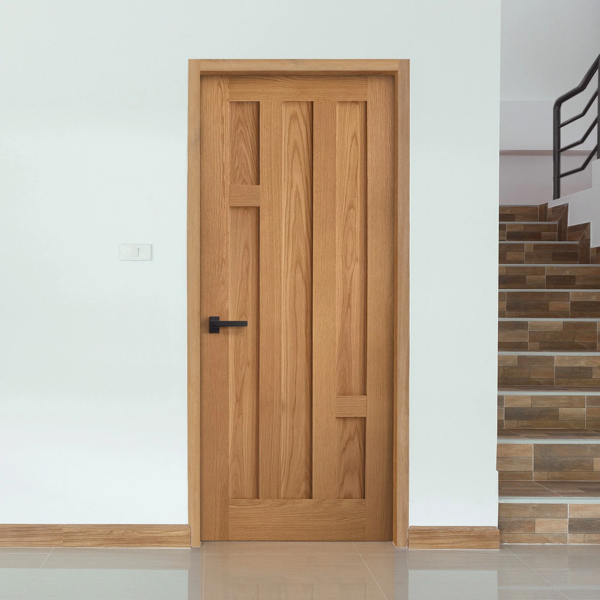 Oak Internal Fully Finished Stamford 5 Panel FD30 Fire Door - Image 7