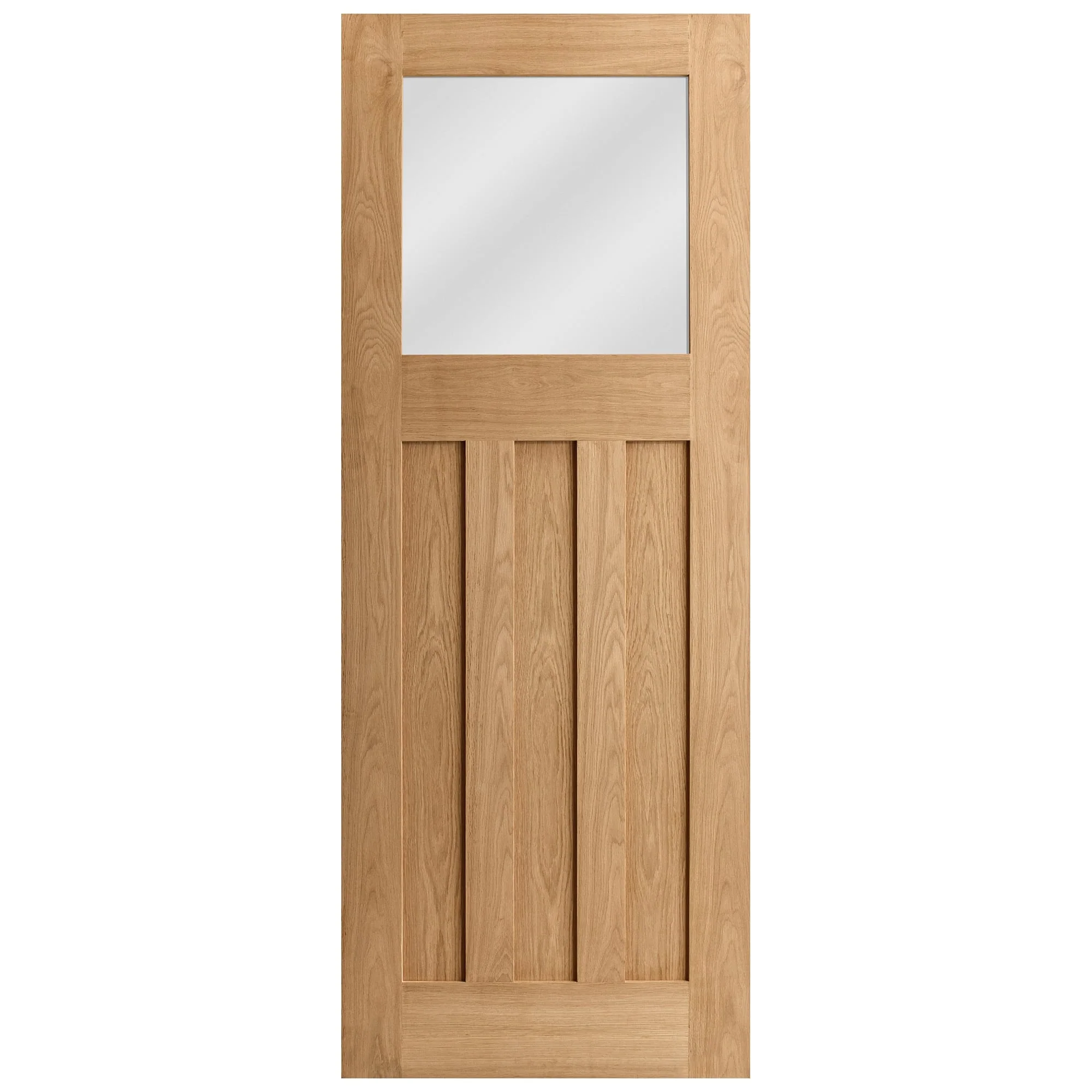 Oak Internal Unfinished 1930's DX 3 Panel 1 Light Obscure Glass Door - Image 3